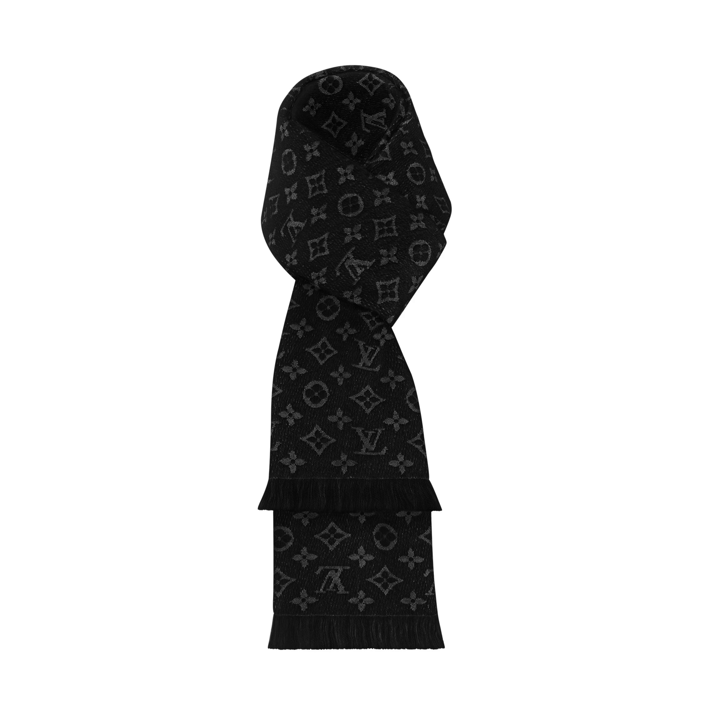 NIGO Louis Vuitton Men's Monogrammed Black Wool Scarf #nigo73893