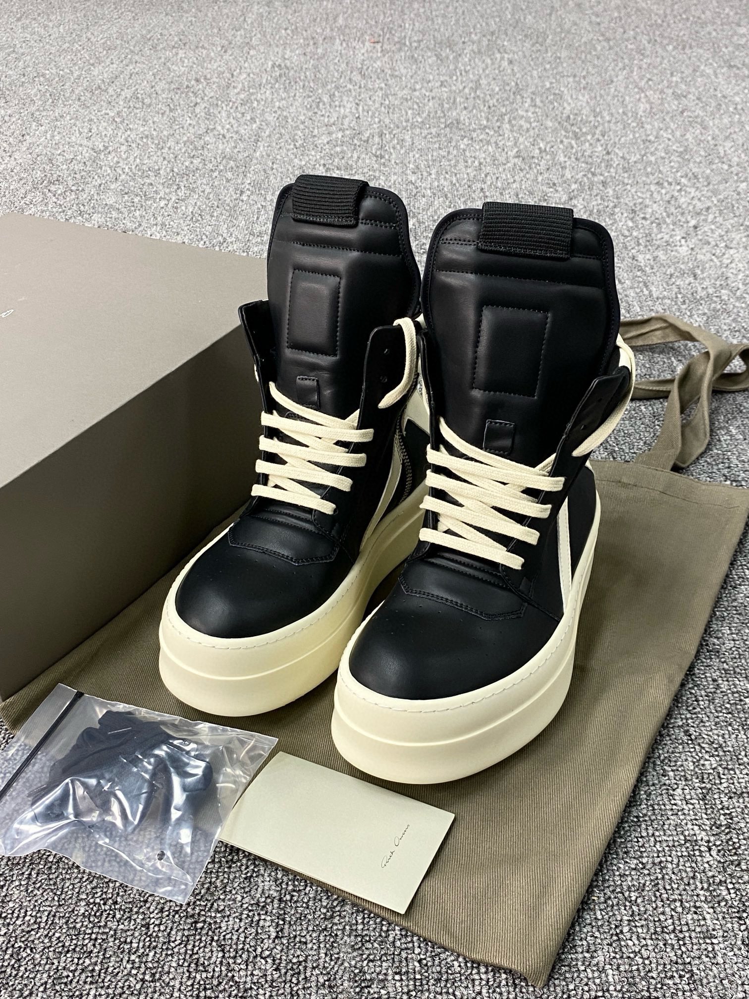 NIGO Rick Owens Men's And Women's Fall And Winter Colorblocking Round Head Overshoes Zipper Lace Up High Top Short Boots Shoes #nigo73914
