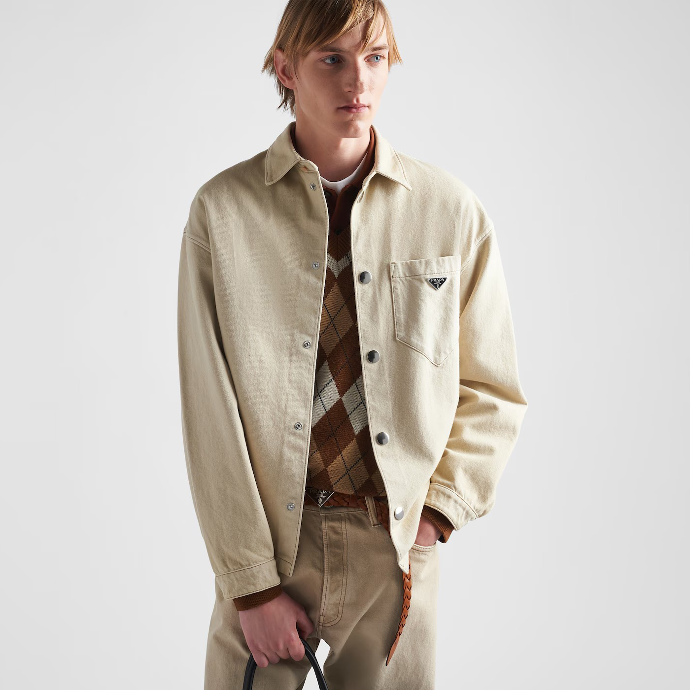 NIGO Prada Men's Spring And Fall Solid Color Single Breasted Long Sleeved Denim Shirt Jacket #nigo73899