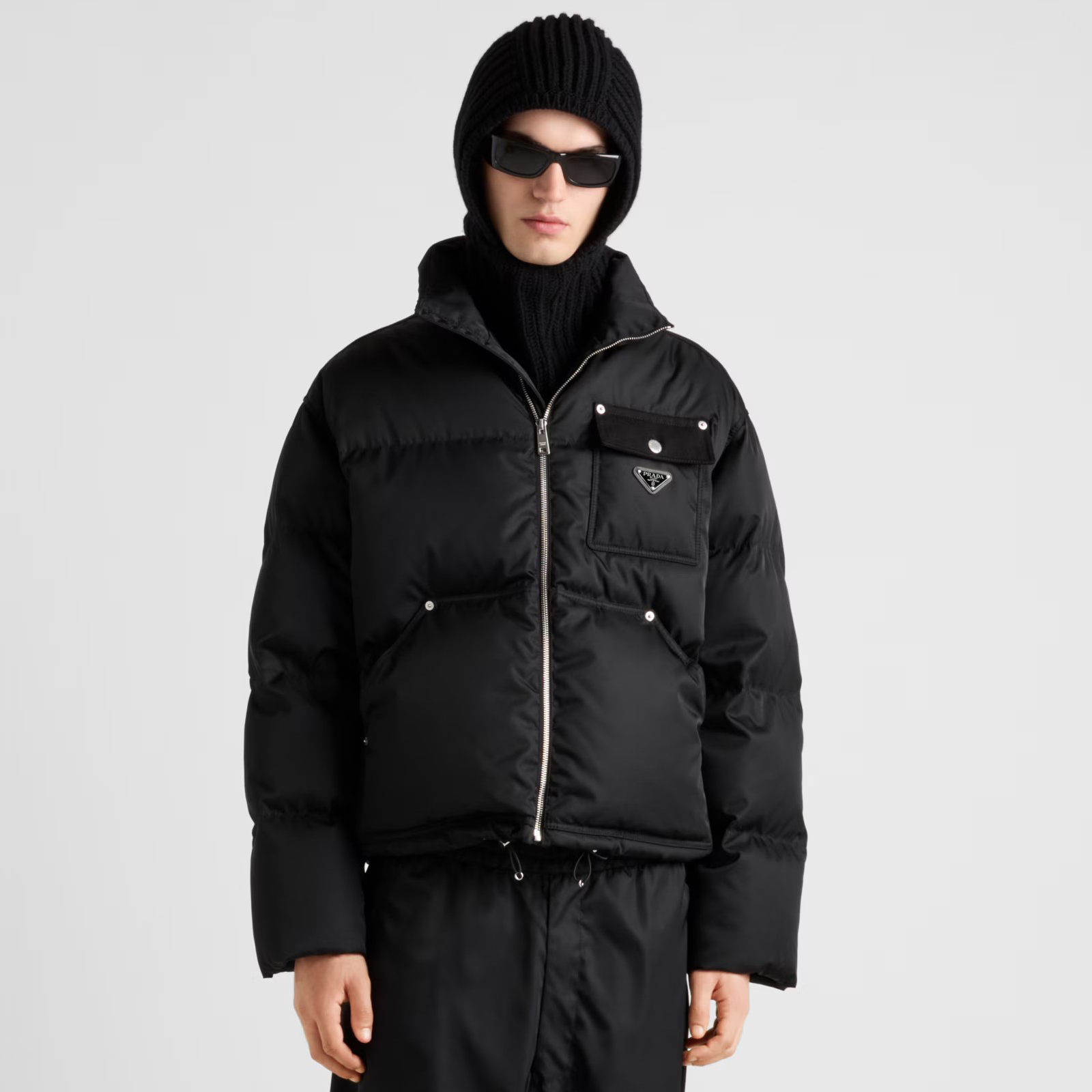 NIGO Prada Men's Autumn and Winter Solid Color Standing Collar Fit Zipper Long Sleeve Nylon Puffer Down Jacket #nigo73889