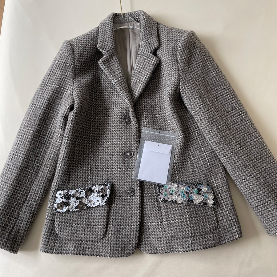 NIGO Chanel Women's Autumn And Winter Embroidered Wool Tweed Single Breasted Casual Long Sleeve Solid Color Blazer Jacket Ngvp #nigo9541