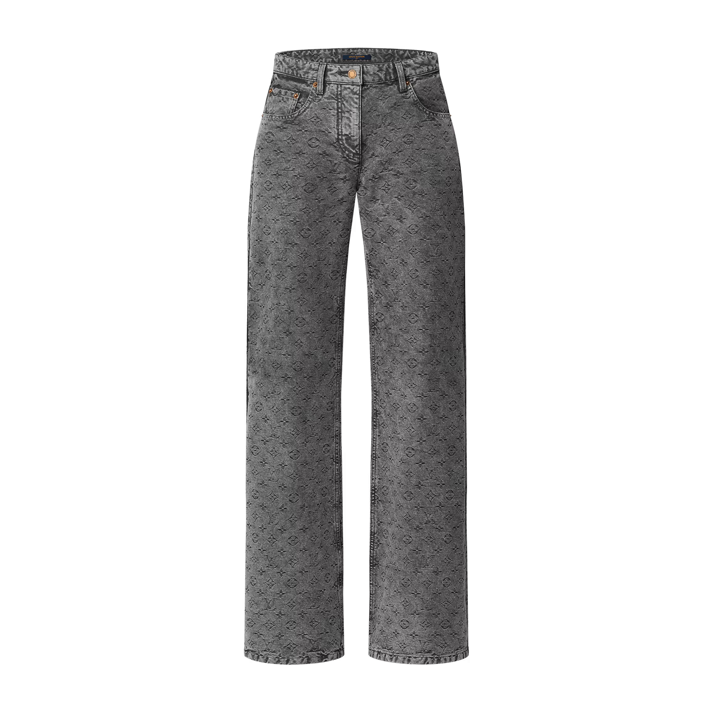 NIGO Louis Vuitton Women's Spring Autumn Solid Color Monogrammed Cameo Flared Cropped Jeans Pants #nigo73921