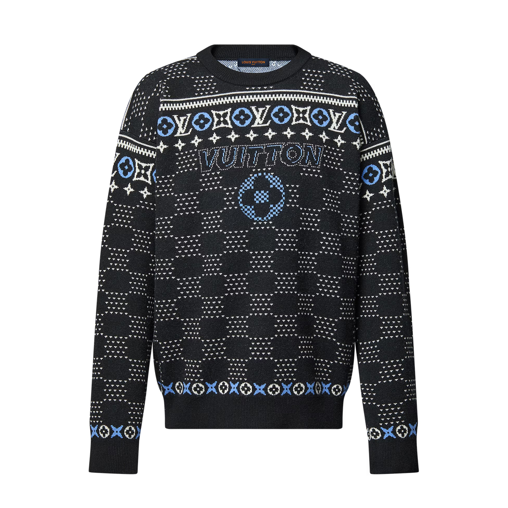 NIGO Louis Vuitton Men's Spring and Autumn Black Logo Printed Round Neck Pullover Long Sleeve Sweater #nigo73928