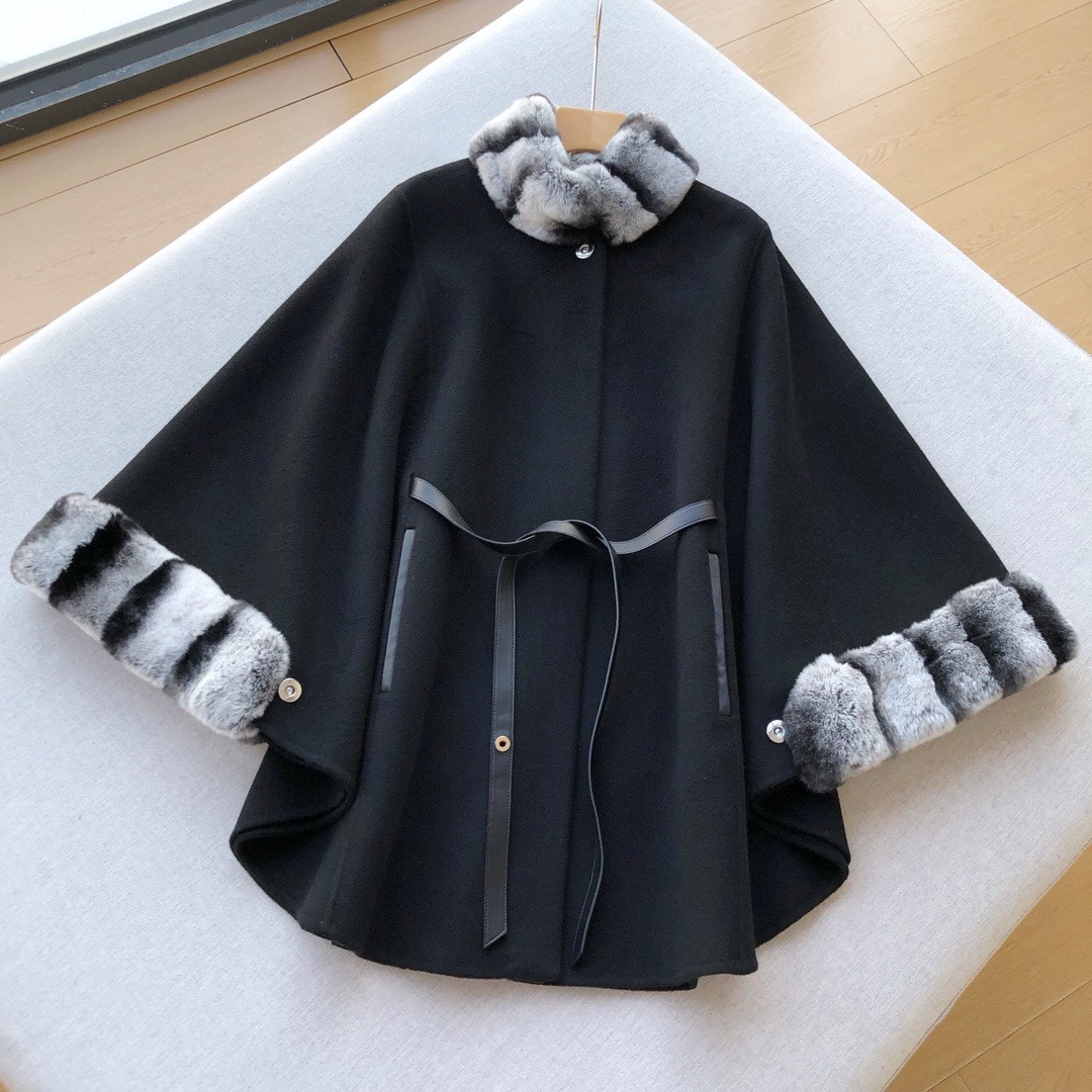 NIGO Loro Piana Women's Spring, Autumn And Winter Solid Color Stand-Up Collar In The Long Section Tied Cashmere Long-Sleeved Cape Cloak Coat Ngvp #nigo9554