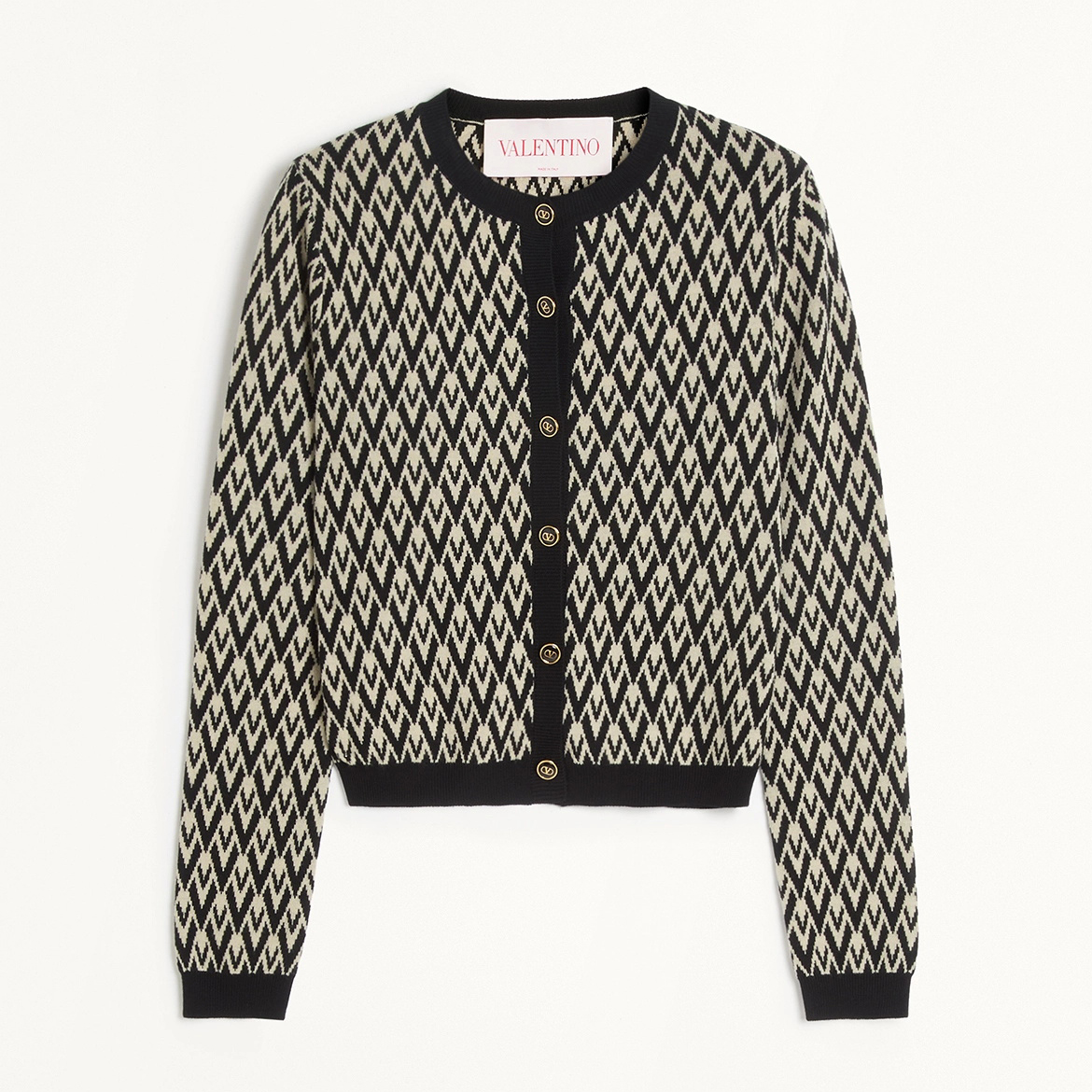 NIGO Valentino Women's Spring and Autumn Letter Appliquéd Knit Round Neck Single Breasted Long Sleeve Cardigan Jacket #nigo73938