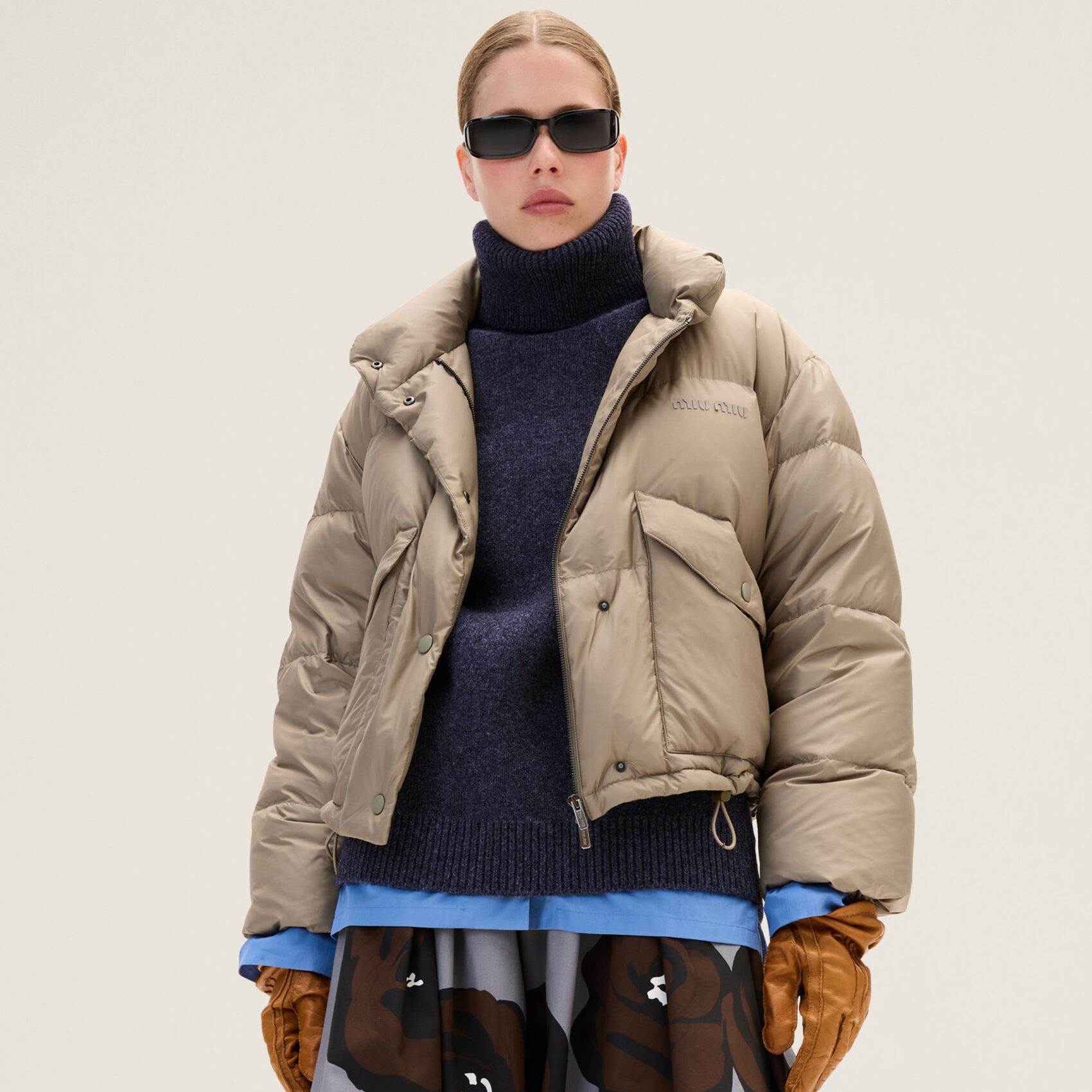 NIGO MiuMiu Women's Autumn and Winter Solid Color Logo Print Long Sleeve Puffer Down Jacket #nigo73939