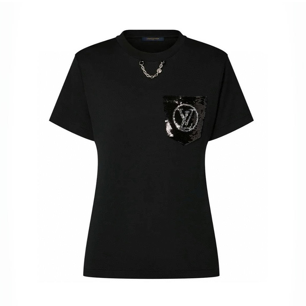 NIGO Louis Vuitton Women's Summer Solid Color Sequin Print Round Neck Cotton Short Sleeve T-Shirt #nigo73936