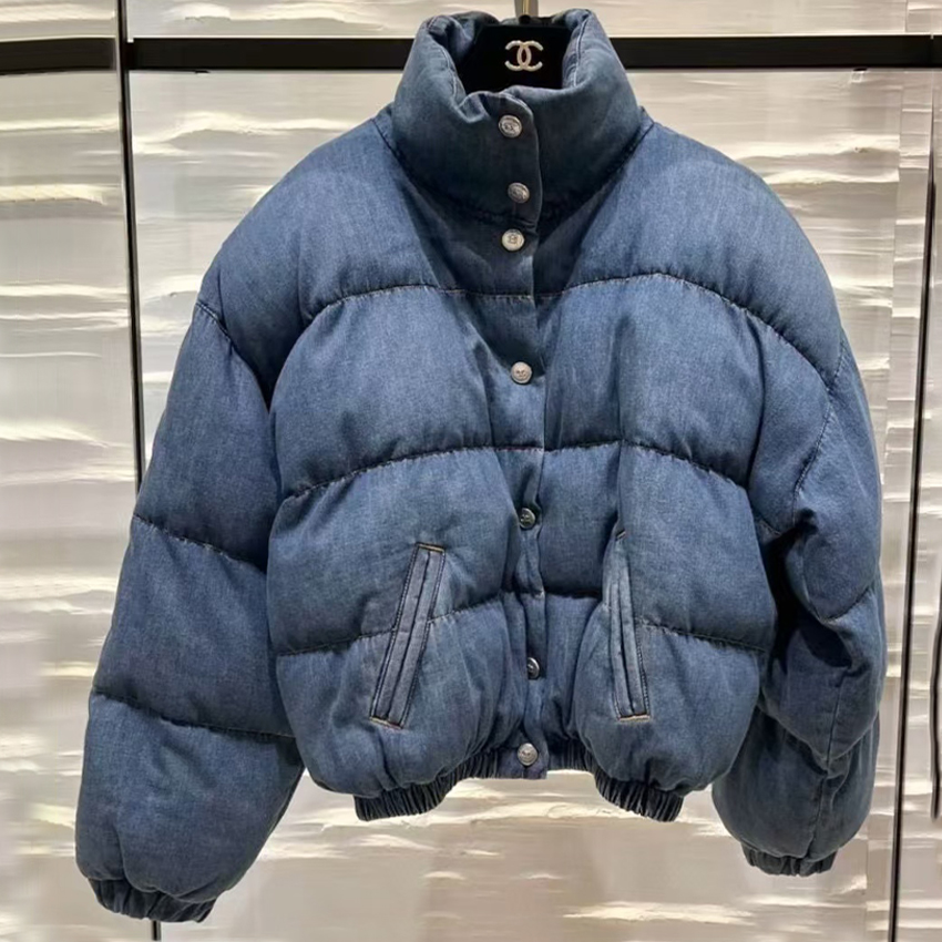 NIGO Chanel Women's Retro Autumn And Winter Standing Collar Single Breasted Loose Solid Color Denim Long Sleeve Jacket Ngvp #nigo9548