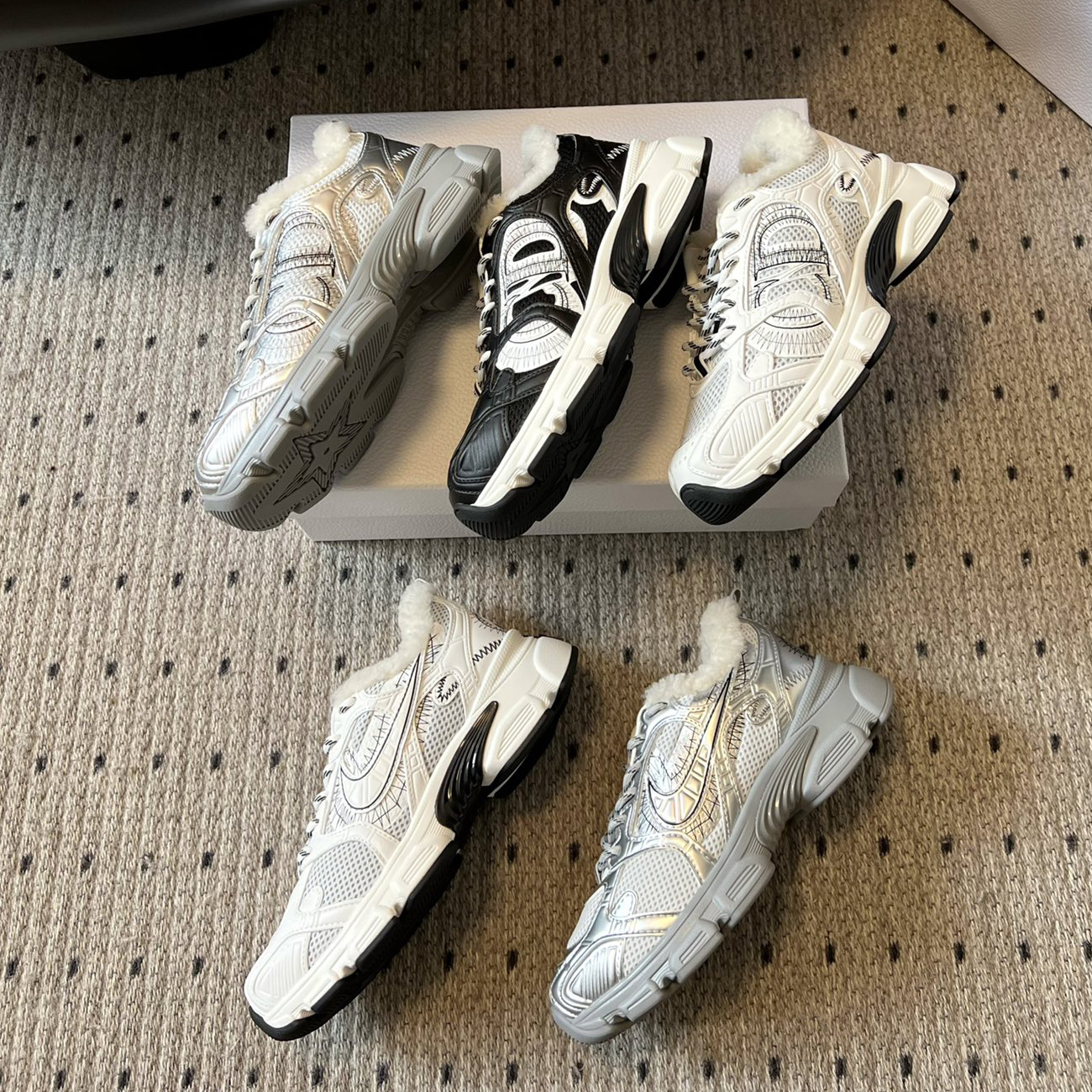 NIGO Dior Chrono Men's and Women's Colorblock Round Toe Mesh Fabric Lace-Up Sneakers Shoes #nigo73944