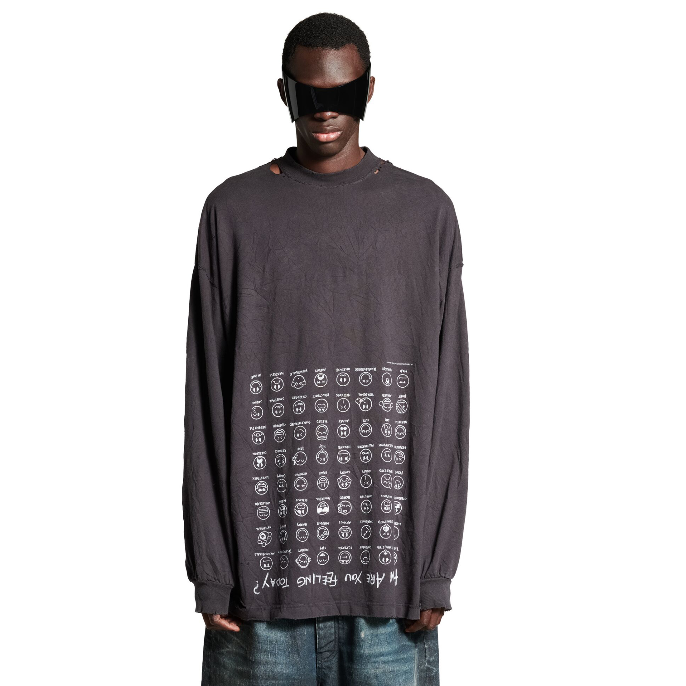 NIGO Balenciaga Men Women Summer Letter Printed Loose Cotton Round Neck Black Long Sleeve T-Shirt Ngvp #nigo9556