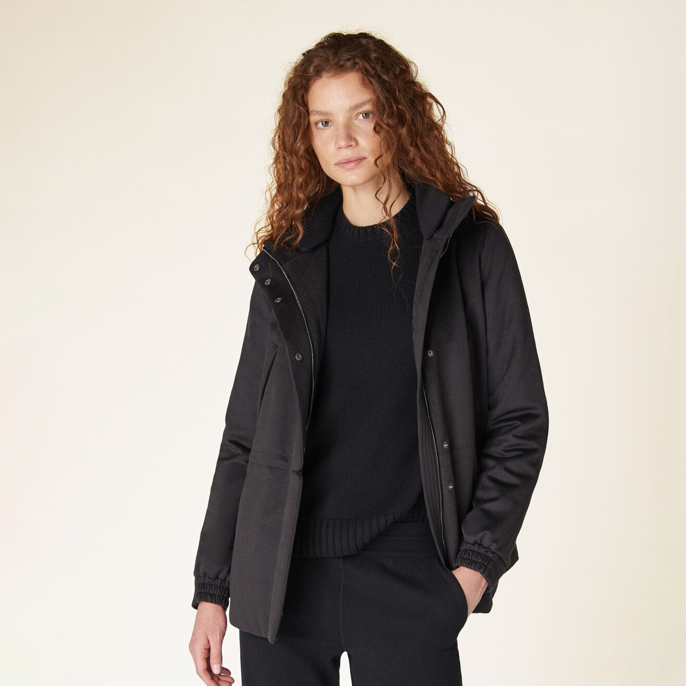 NIGO Loro Piana Women's Autumn And Winter Icery Short Wool Cashmere Solid Color Long Sleeve Ski Detachable Hooded Jacket Ngvp #nigo9561