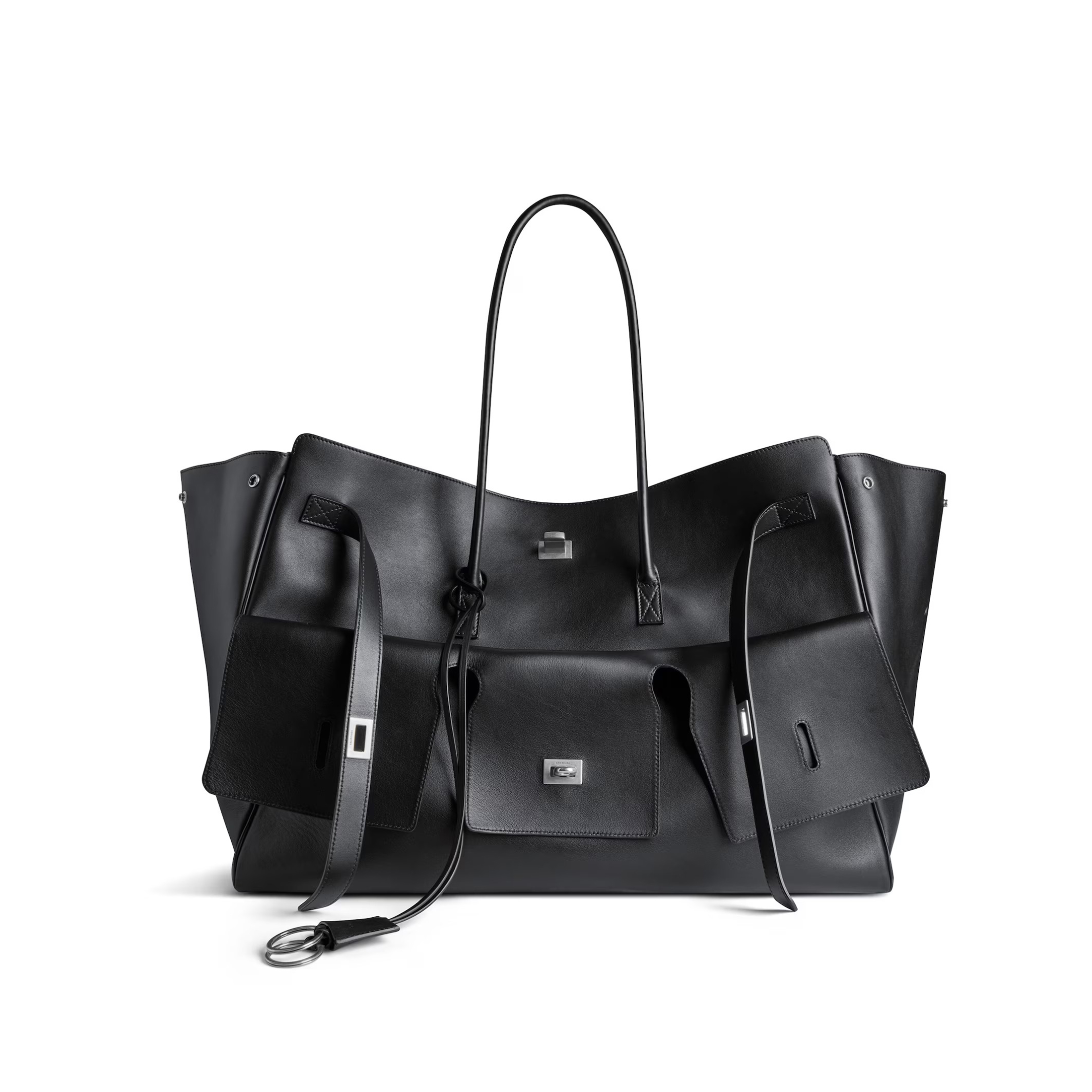 NIGO Balenciaga Women's BEL AIR Black Handbag Casual Cowhide Tote Gold and Silver Buckle Shopper Bags Bag 8054802ABAV1000 Ngvp # Nigo9558