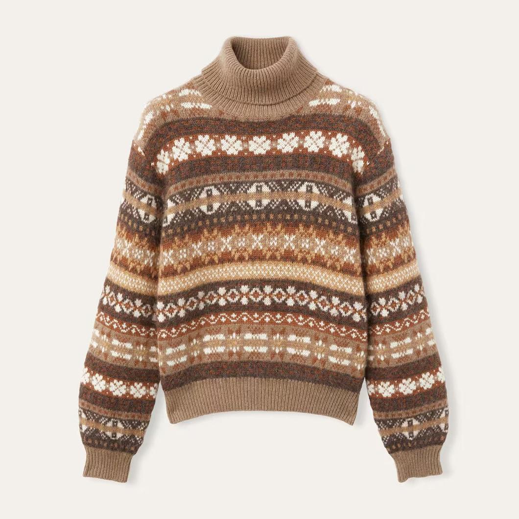 NIGO Loro Piana Women's Spring, Autumn And Winter Vintage Colorblocking Scopello High Neck Cashmere Long Sleeve Sweater Ngvp #nigo9557