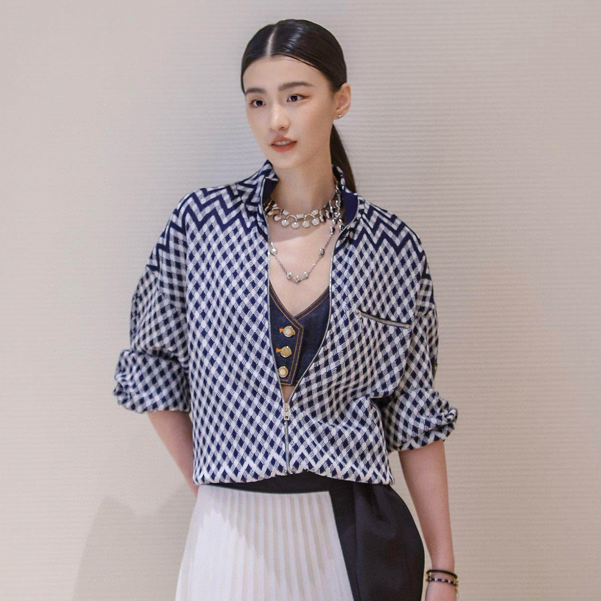 NIGO Louis Vuitton Women's Spring And Autumn Graphic Damier Full Print Stand Collar Zipper Long Sleeve Jacket Casual DAMIER Jogging Pants Ngvp #nigo9426