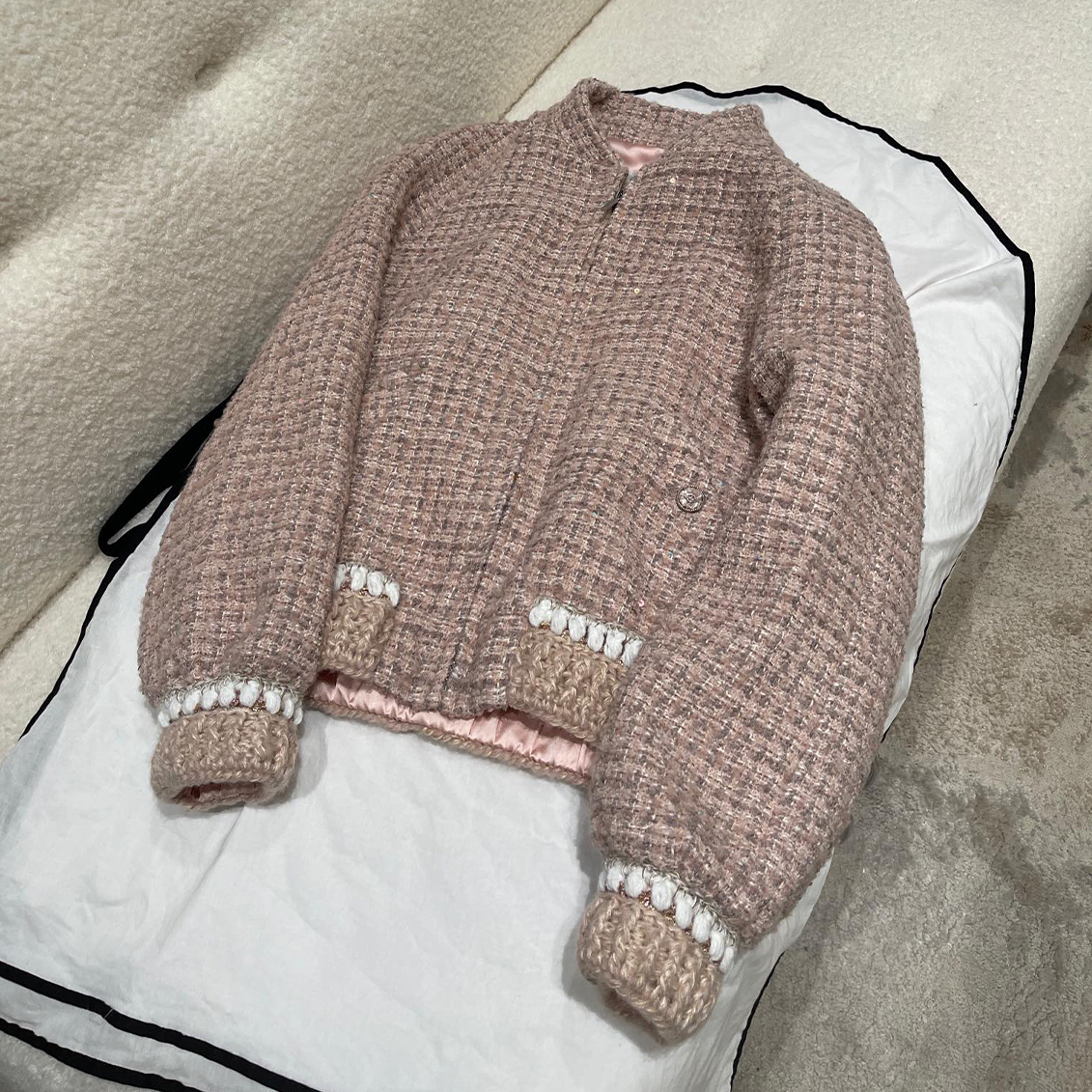 NIGO Chanel Women's Spring And Autumn Baseball Collar Solid Color Wool Tweed Long Sleeve Jacket #nigo71695