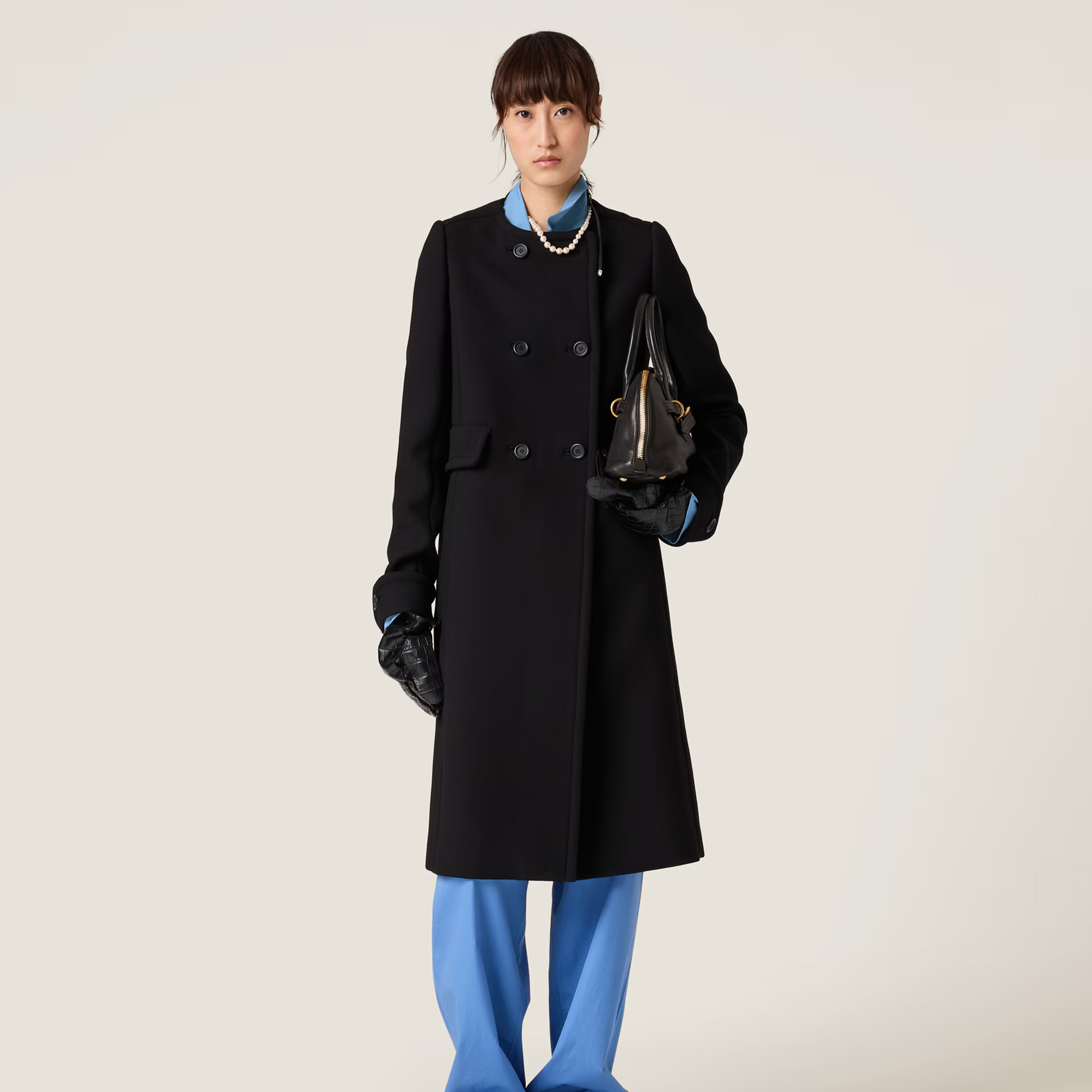 NIGO MiuMiu Women's Autumn And Winter Printed Wool Double Breasted Mid-Length Straight Coat Ngvp #nigo9559