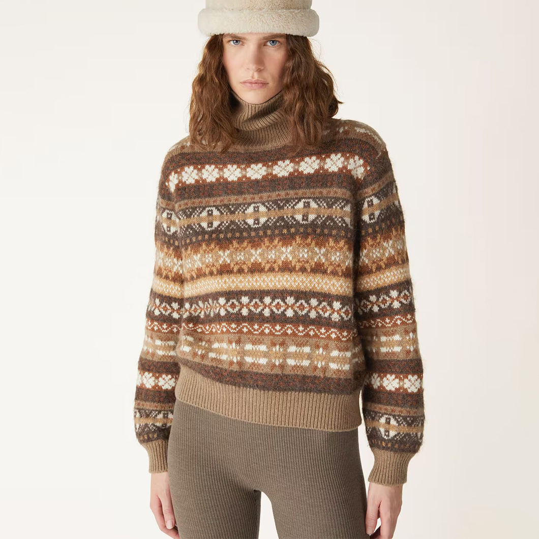 NIGO Loro Piana Women's Spring, Autumn And Winter Vintage Colorblocking Scopello High Neck Cashmere Long Sleeve Sweater Ngvp #nigo9557