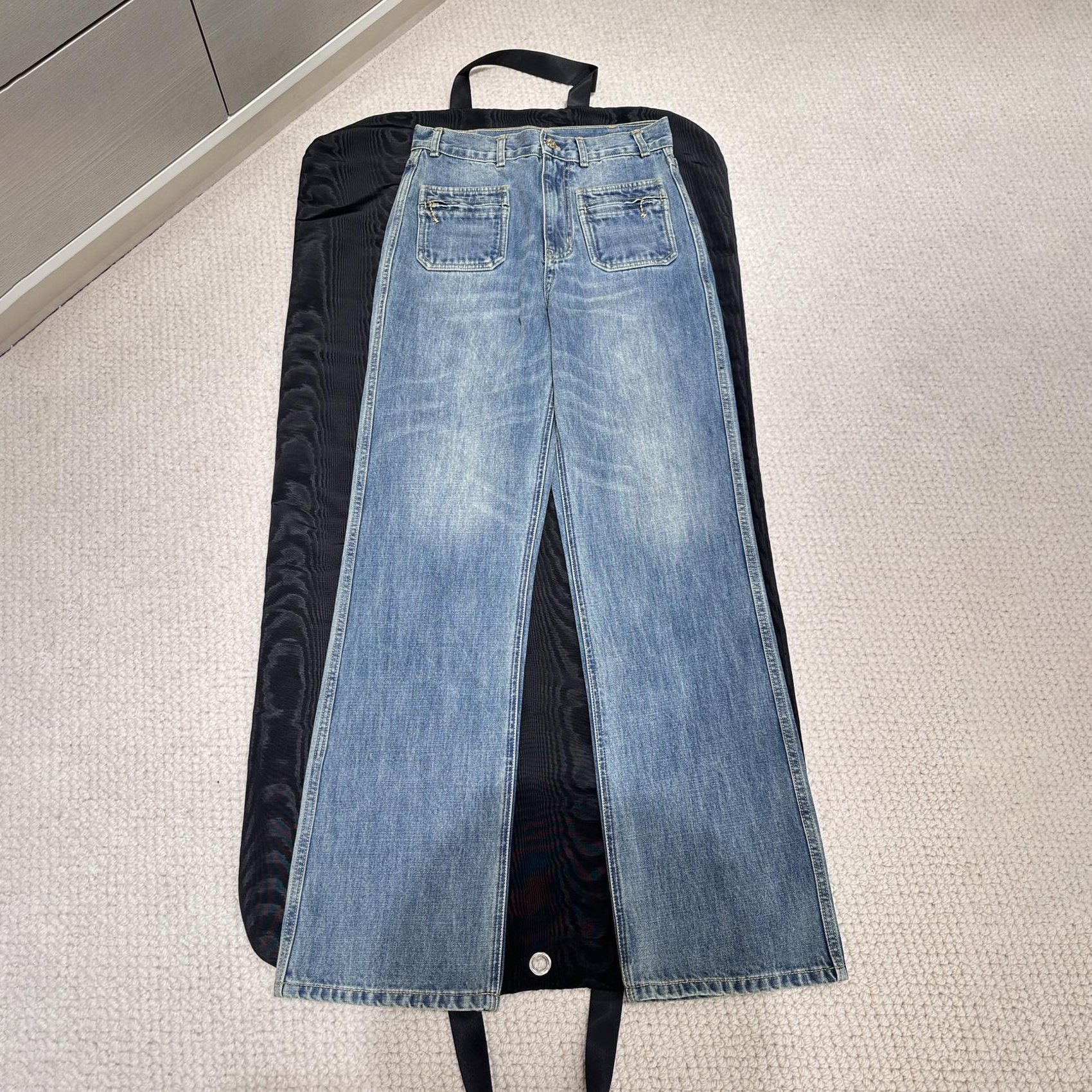 NIGO Celine Women's Spring & Autumn Solid Color Loose & Skinny Straight Leg High Waist Jeans Pants #nigo73956