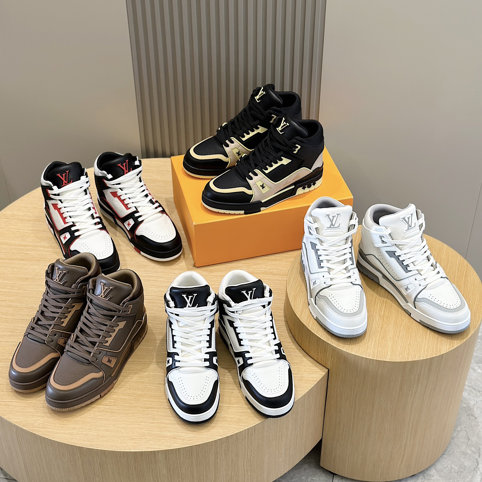 NIGO Louis Vuitton Men's Four Seasons Classic Fashion Logo Print High Top Sneakers Trainer Casual Shoes #nigo73954