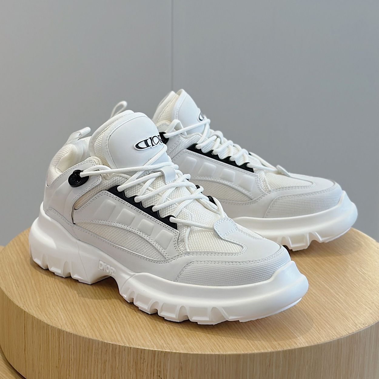 NIGO Dior AND LEWIS HAMILTON Men's Solid Color Mesh Fabric Fabric Patchwork Cowhide Low Top Lace Up Thick Sole Shoes #nigo73964