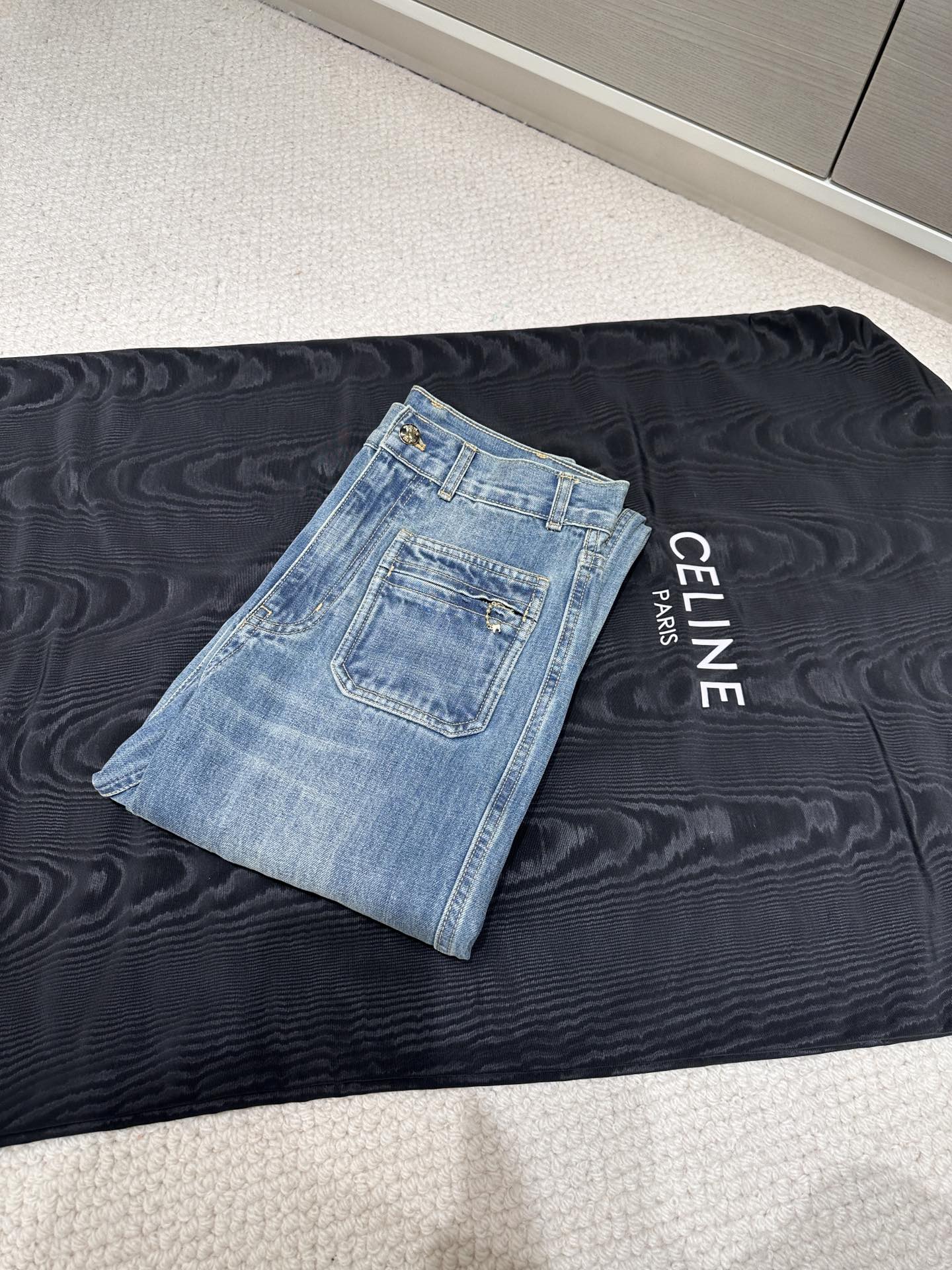 NIGO Celine Women's Spring & Autumn Solid Color Loose & Skinny Straight Leg High Waist Jeans Pants #nigo73956