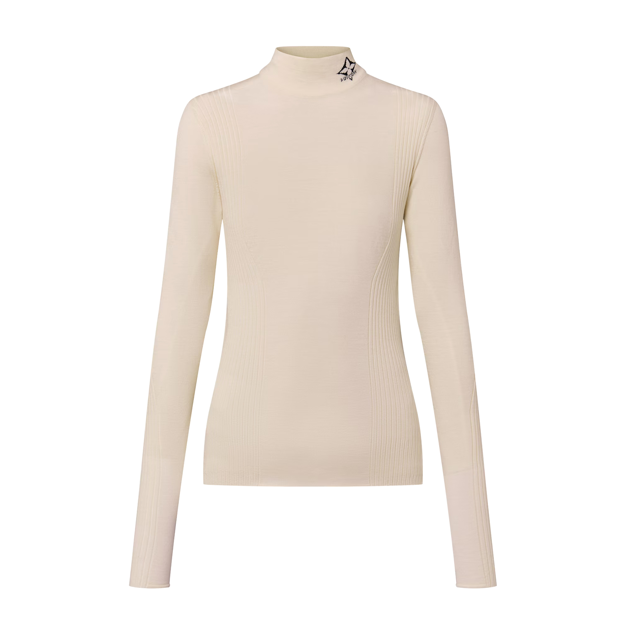 NIGO Louis Vuitton Women's Solid Color Crew Neck Turtleneck Sweater Ribbed Accent Pullover #nigo73976