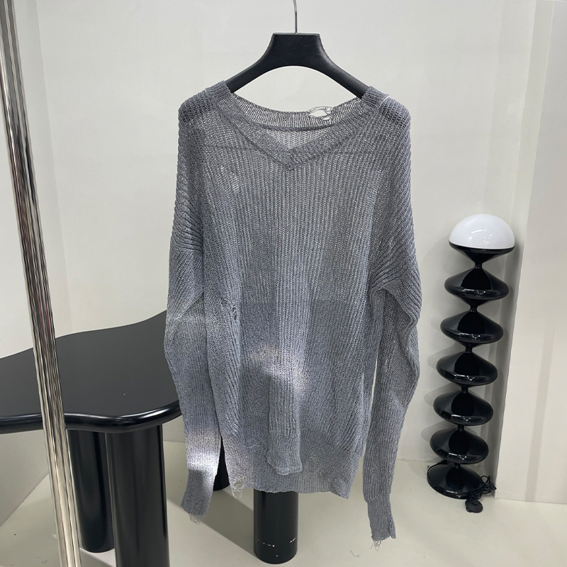 NIGO Balenciaga Men's Women's Spring And Autumn Solid Color Casual V-Neck Long Sleeve Luminous Silver Loose Pullover Sweatshirt Ngvp #nigo9567