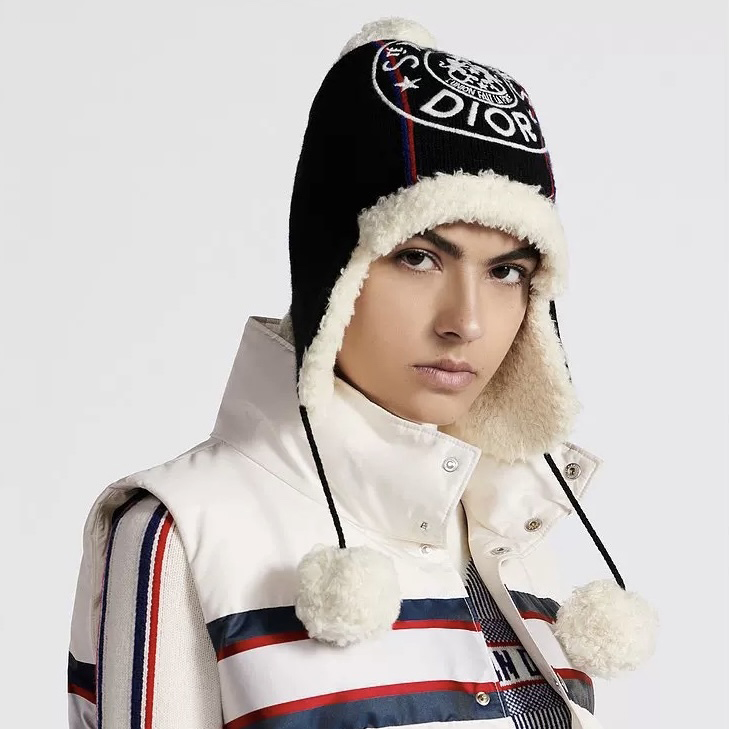 NIGO Dior Women's Men's Ski Hat Hairball Ear Protection Hat Cashmere Warm Line Cap #nigo73978