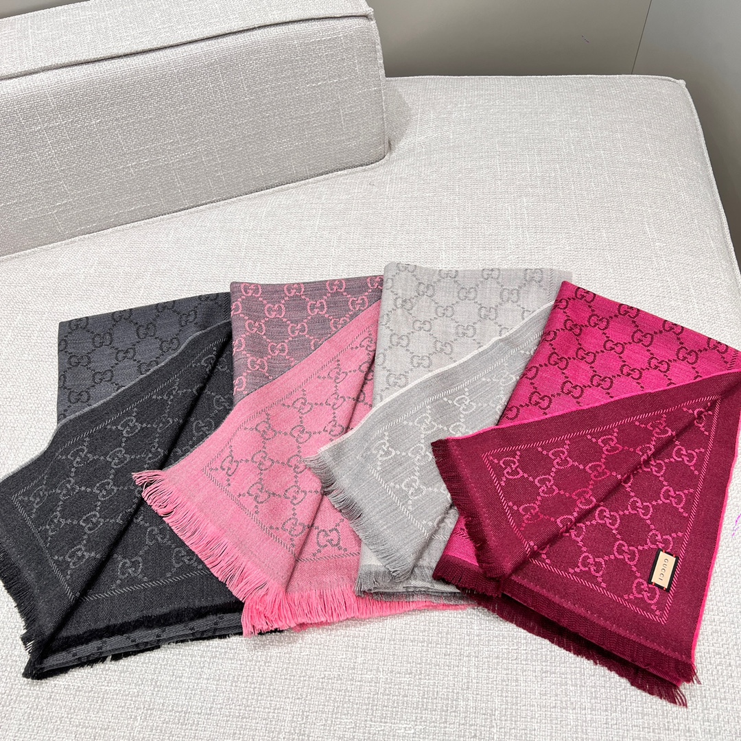 NIGO Gucci Women's Autumn and Winter Monogrammed Double Sided Cashmere Scarf #nigo73969