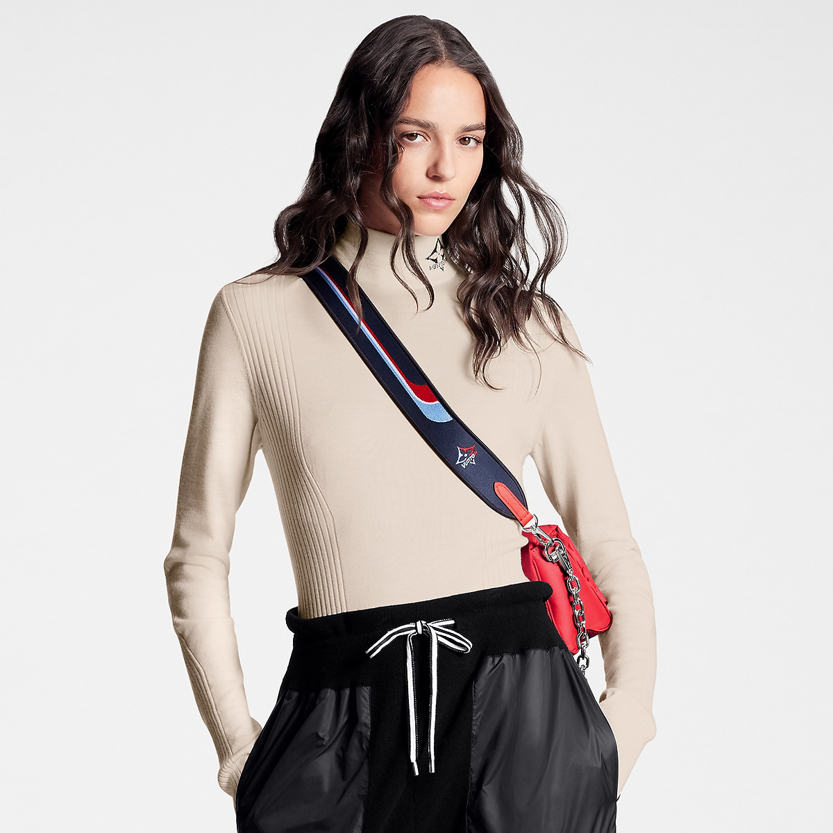 NIGO Louis Vuitton Women's Solid Color Crew Neck Turtleneck Sweater Ribbed Accent Pullover #nigo73976