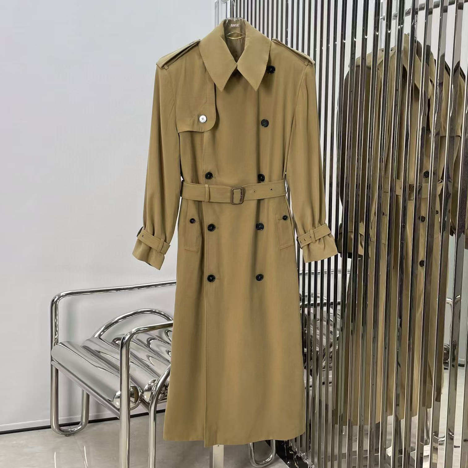 NIGO SAINT LAURENT Women's Autumn and Winter Solid Color Long Drawstring Double Breasted Long Sleeve Coat Jacket #nigo73983