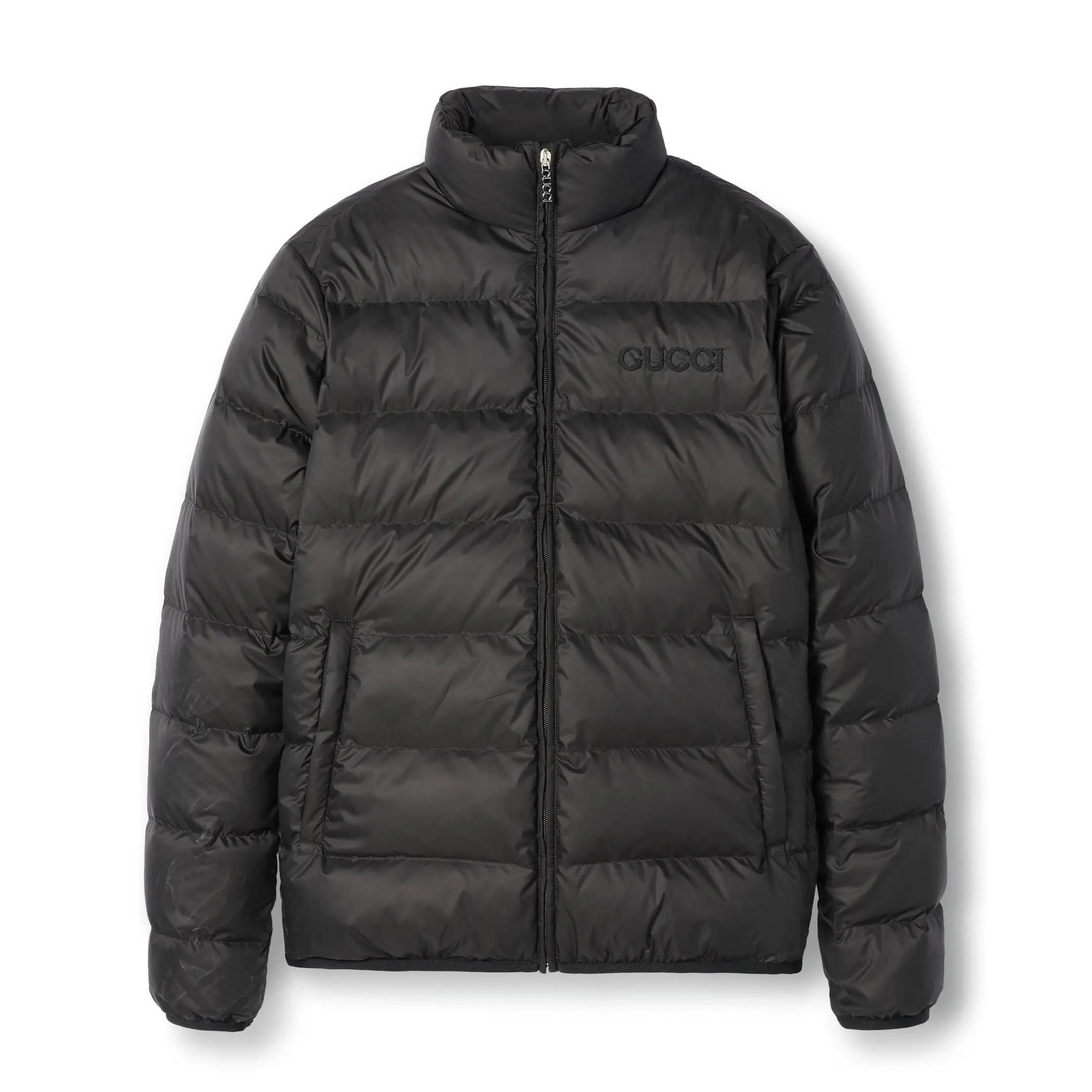 NIGO Gucci Men's Fall/Winter Black Lightweight Nylon Zipper Long Sleeve Puffer Down Jacket #nigo73996
