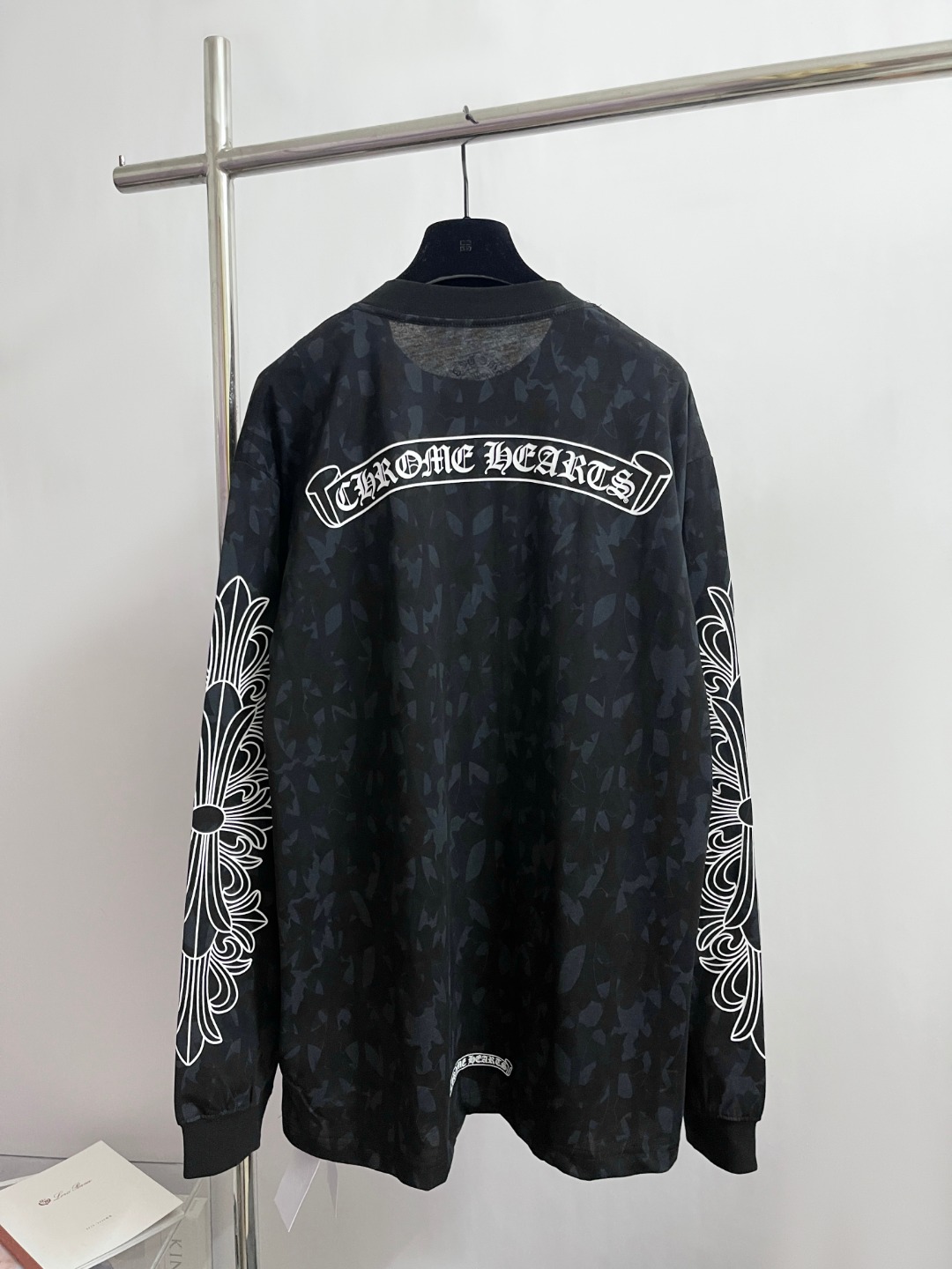 NIGO Chrome Hearts Men's Summer Black Logo Print Round Neck Straight Long Sleeve T-Shirt #nigo73991