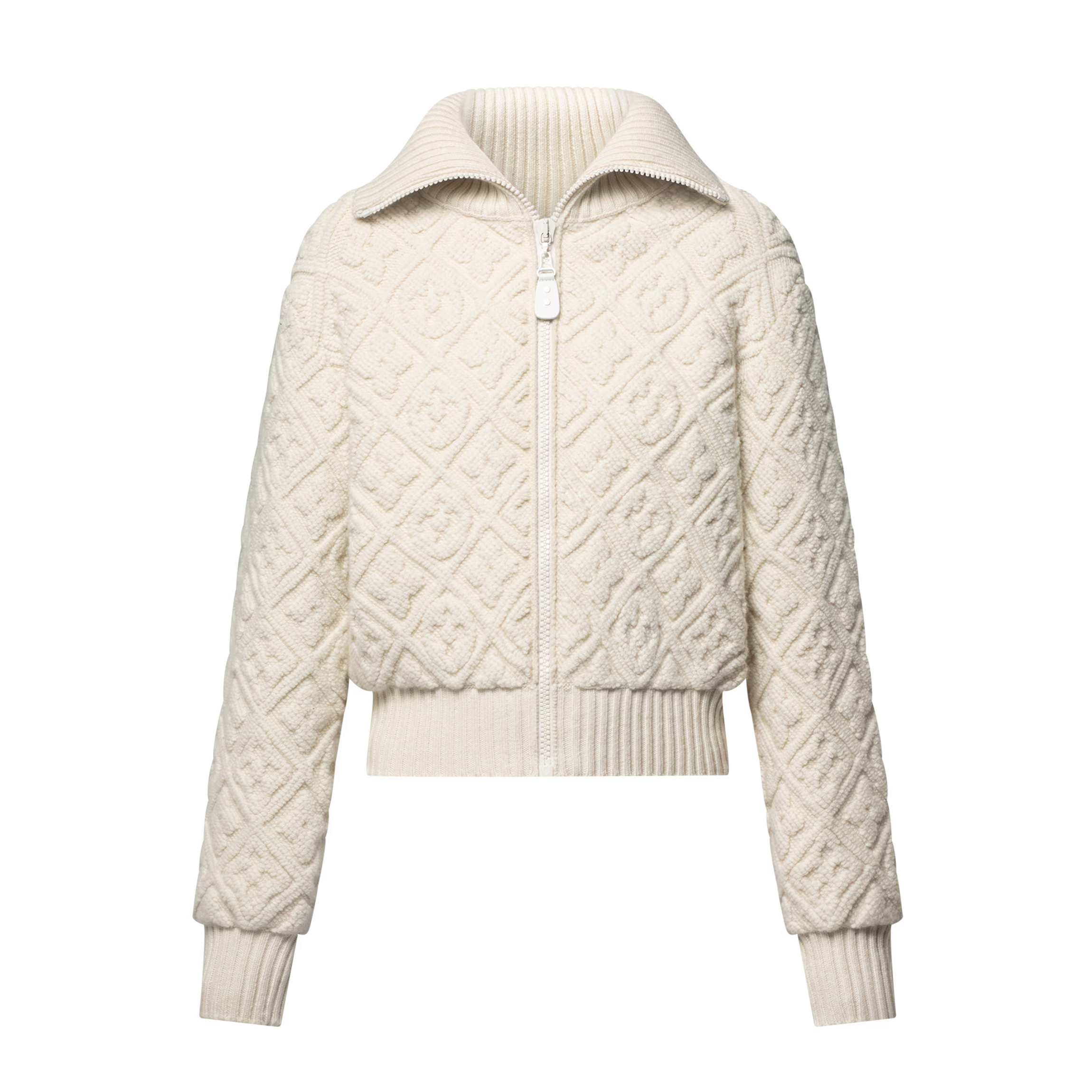 NIGO Louis Vuitton Women's Autumn and Winter Solid Color Sheep Wool Knit Zipper Lapel Long Sleeve Jacket #nigo73999