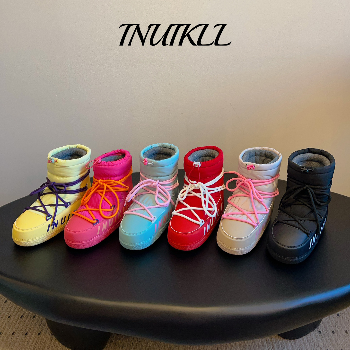 NIGO Inuikii Women's Autumn and Winter Solid Color Waterproof Fabric Thick Bottom Snow Boots Shoes #nigo73998