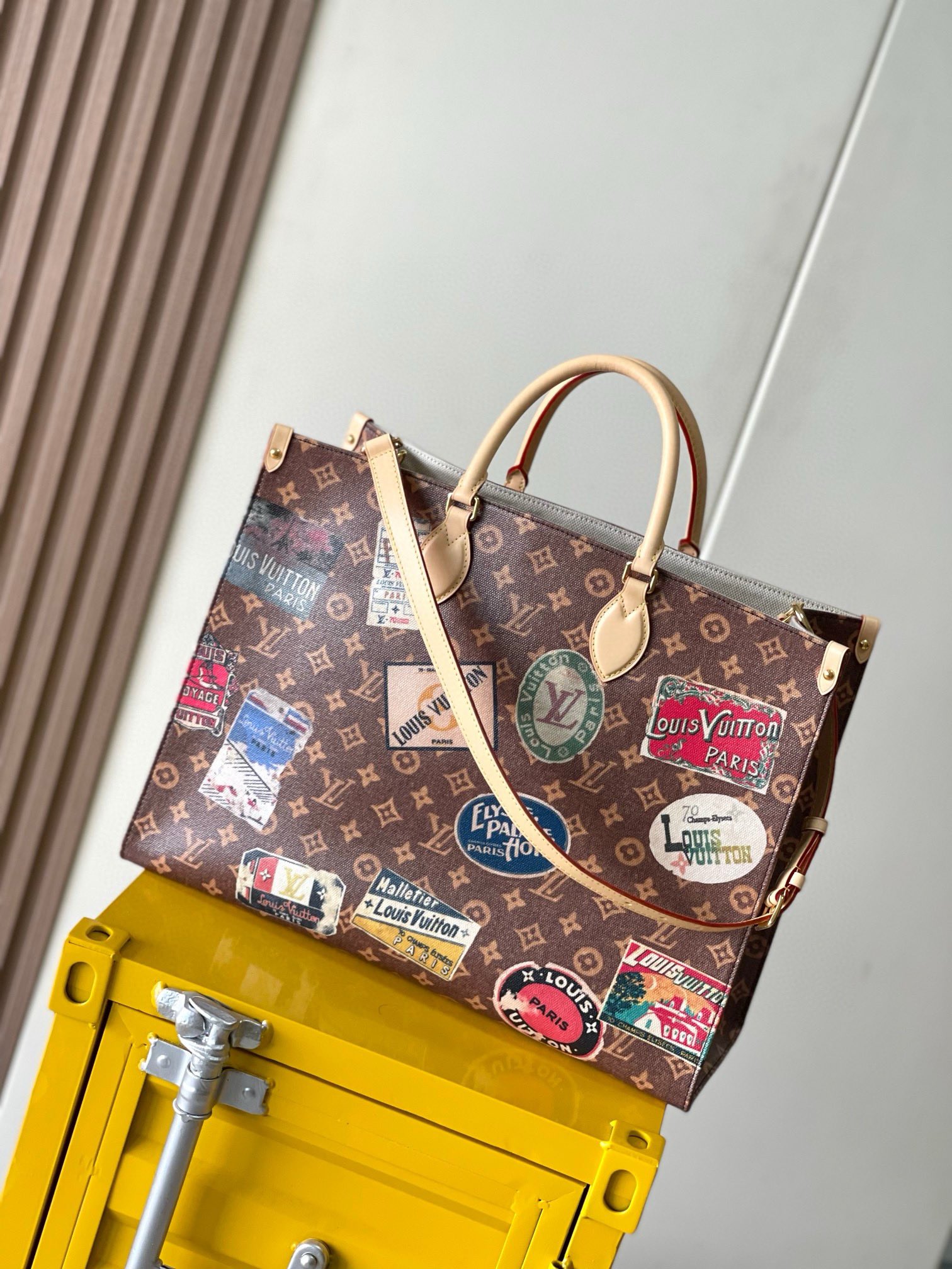 NIGO Louis Vuitton OnTheGo Voyage Women's Brown Coated Canvas Vintage Iconic Tote Shoulder Crossbody Bag Bags #nigo73989