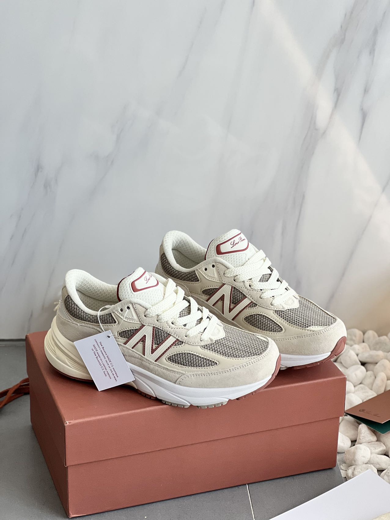 NIGO Loro Piana Newbalance 990v6 Men's and Women's Colorblock Leather Comfort Lace-Up Low Top Running Shoes #nigo73995