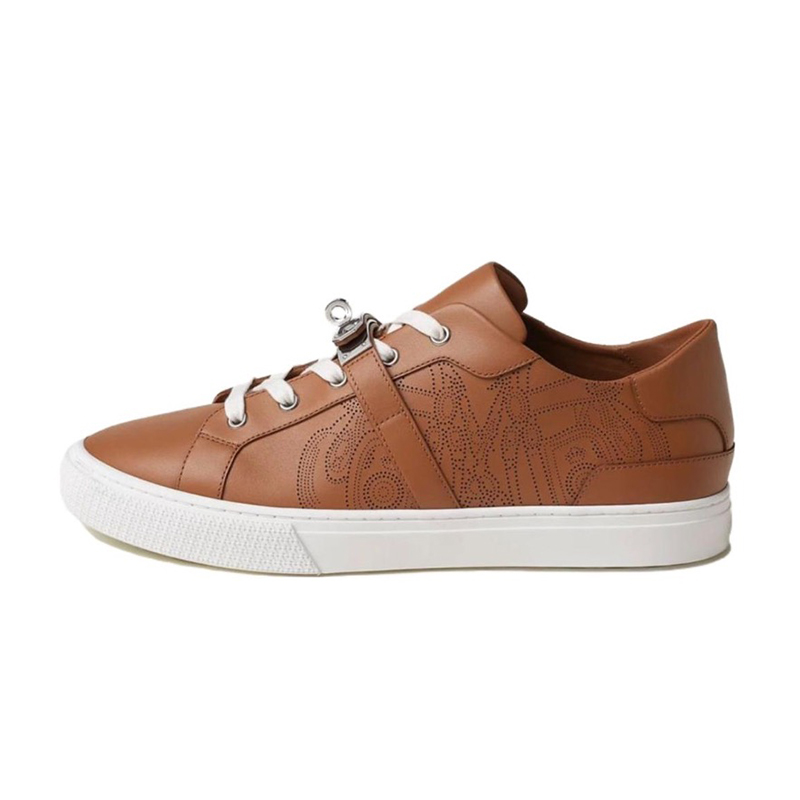 NIGO Hermes Men's And Women's Fashion Day Sneakers Solid Color Leather Low Top Lace Up Casual Shoes #nigo71699