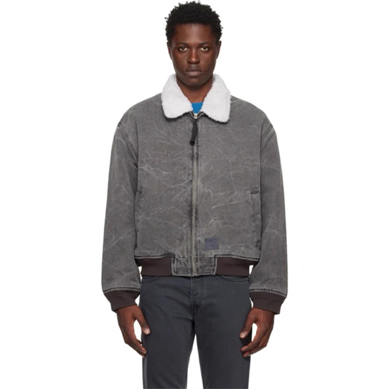 NIGO Acne Studios Men's Women's Spring, Autumn And Winter Retro Solid Color Detachable Collar Casual Loose Pilot Jacket Ngvp #nigo9571