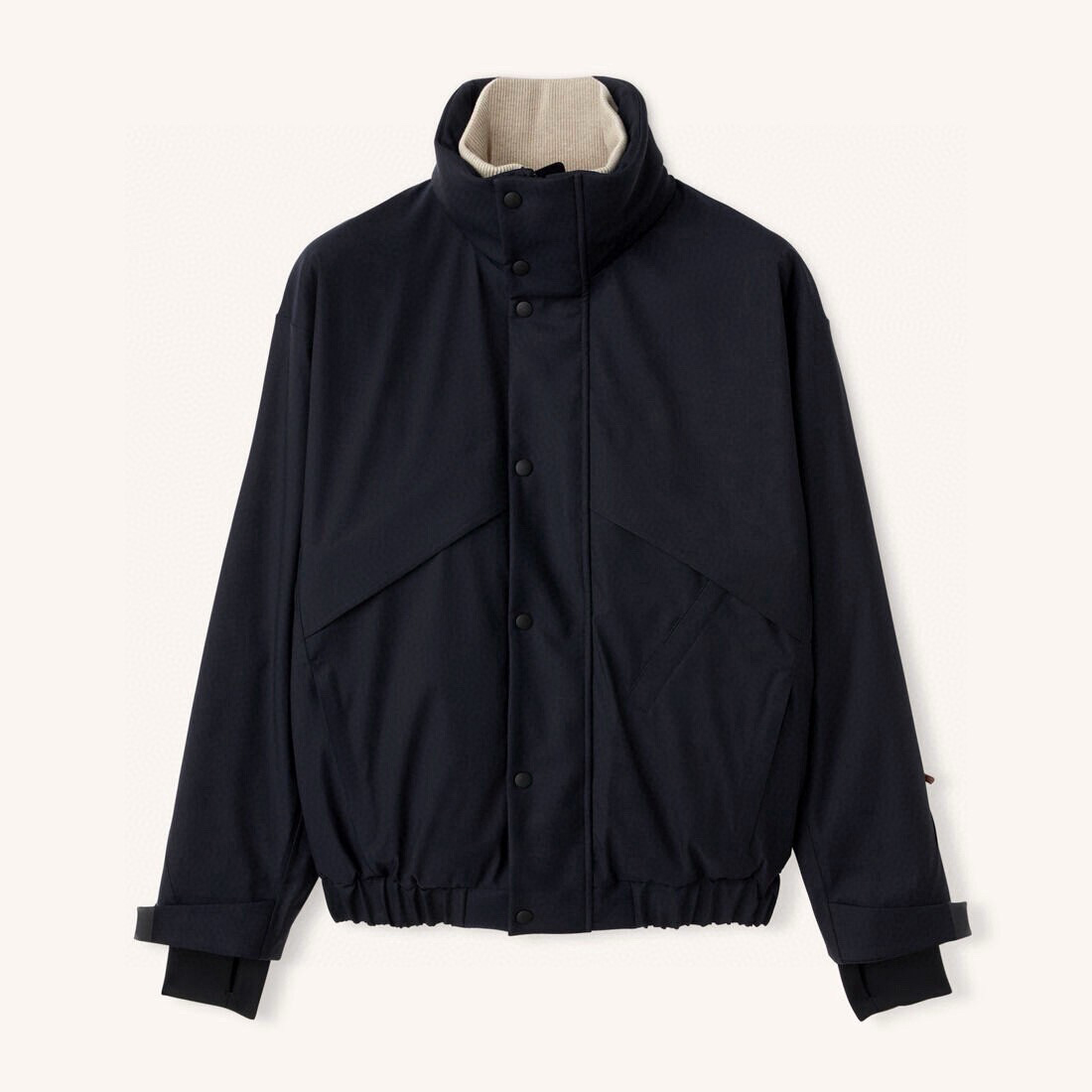 NIGO Loro Piana Men's Autumn And Winter Solid Color Waterproof Fiber Cut Deconstruction Double Layer Collar White Goose Down Filling Ski Jacket #nigo74121