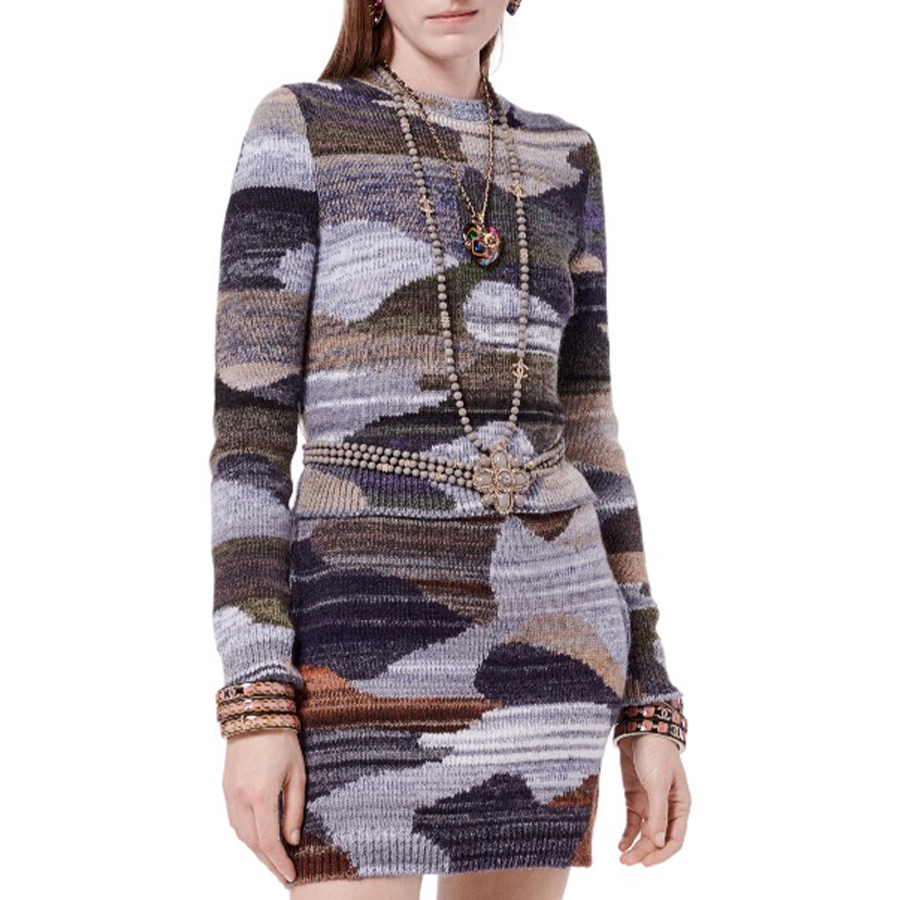 NIGO Chanel Women's Spring, Autumn And Winter Camouflage Wool Cashmere Round Neck Pullover Long Sleeve Sweater Ngvp #nigo9574