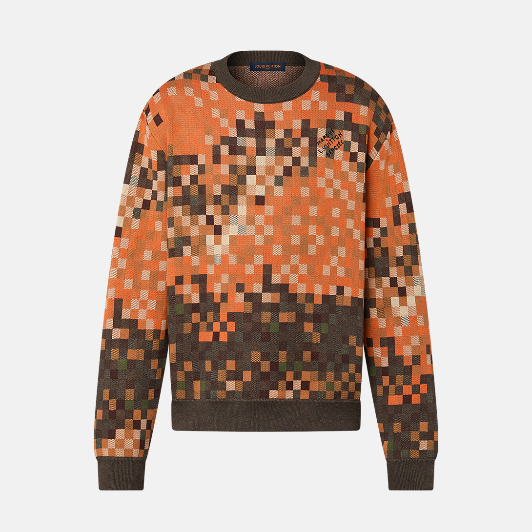 NIGO Louis Vuitton Men's LV LOVERS DAMOFLAGE Jacquard Embroidery Cotton Round Neck Spring and Autumn Long Sleeve Pullover Sweater #nigo71721