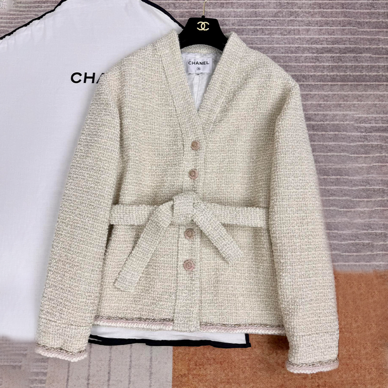 NIGO Chanel Women's Spring, Autumn And Winter Cashmere V-Neck Tweed Long-Sleeved Solid Color Single-Breasted Jacket Ngvp #nigo9576