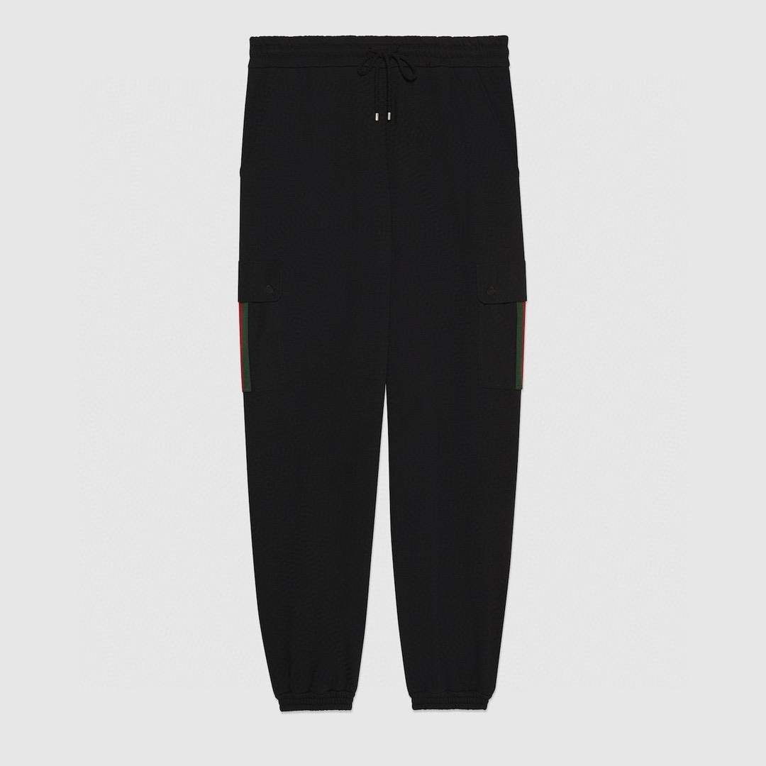 NIGO Gucci Men's Four Seasons Cotton Tie Solid Color High Waisted Drawstring Knit Sweatpants Casual Pants #nigo71726
