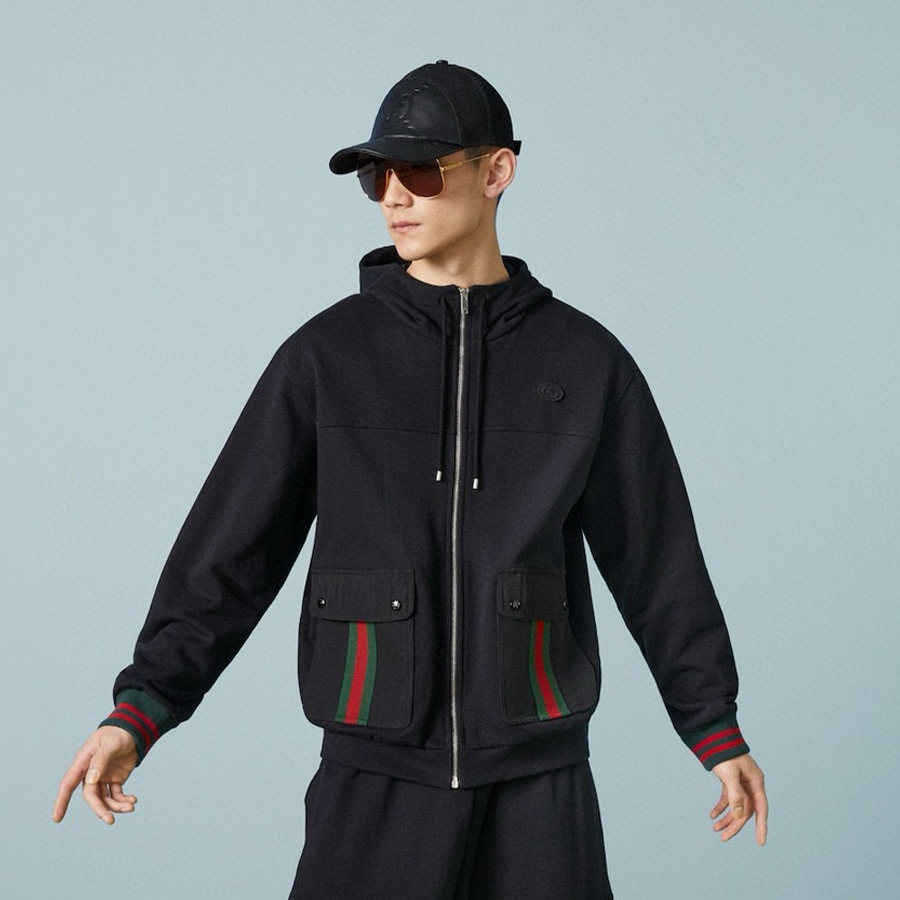 NIGO Gucci Men's Spring And Autumn Black Cotton Loose Long Sleeve Zipper Hooded Jacket #nigo71725