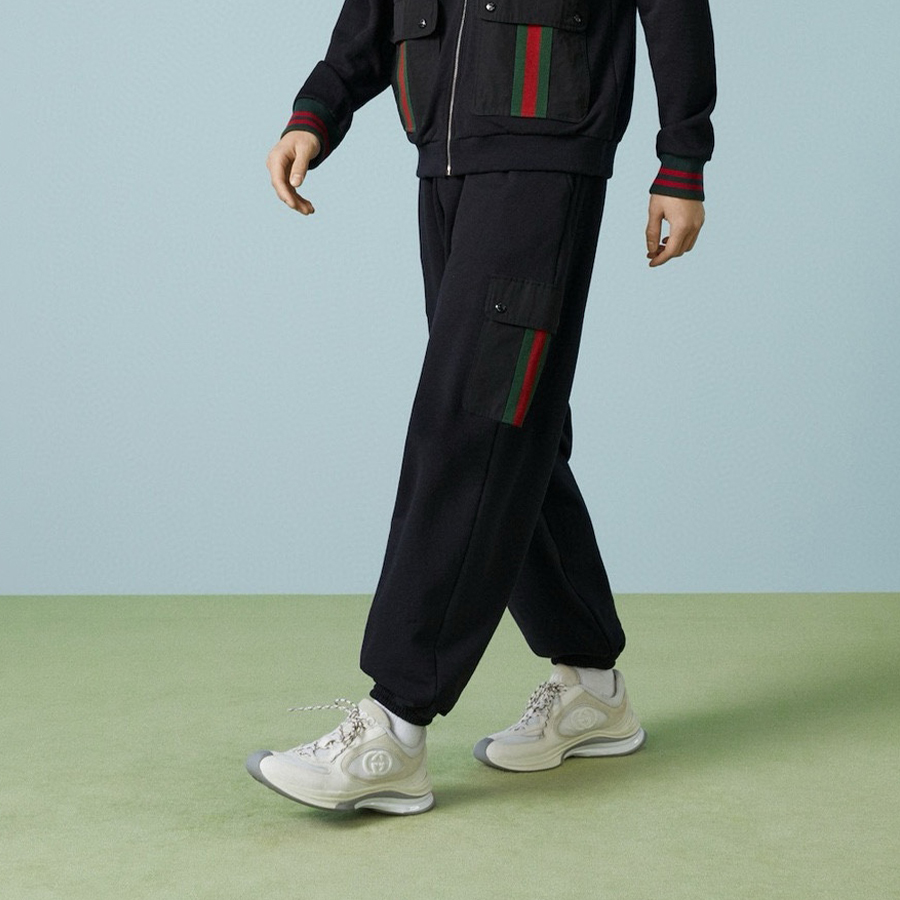 NIGO Gucci Men's Four Seasons Cotton Tie Solid Color High Waisted Drawstring Knit Sweatpants Casual Pants #nigo71726