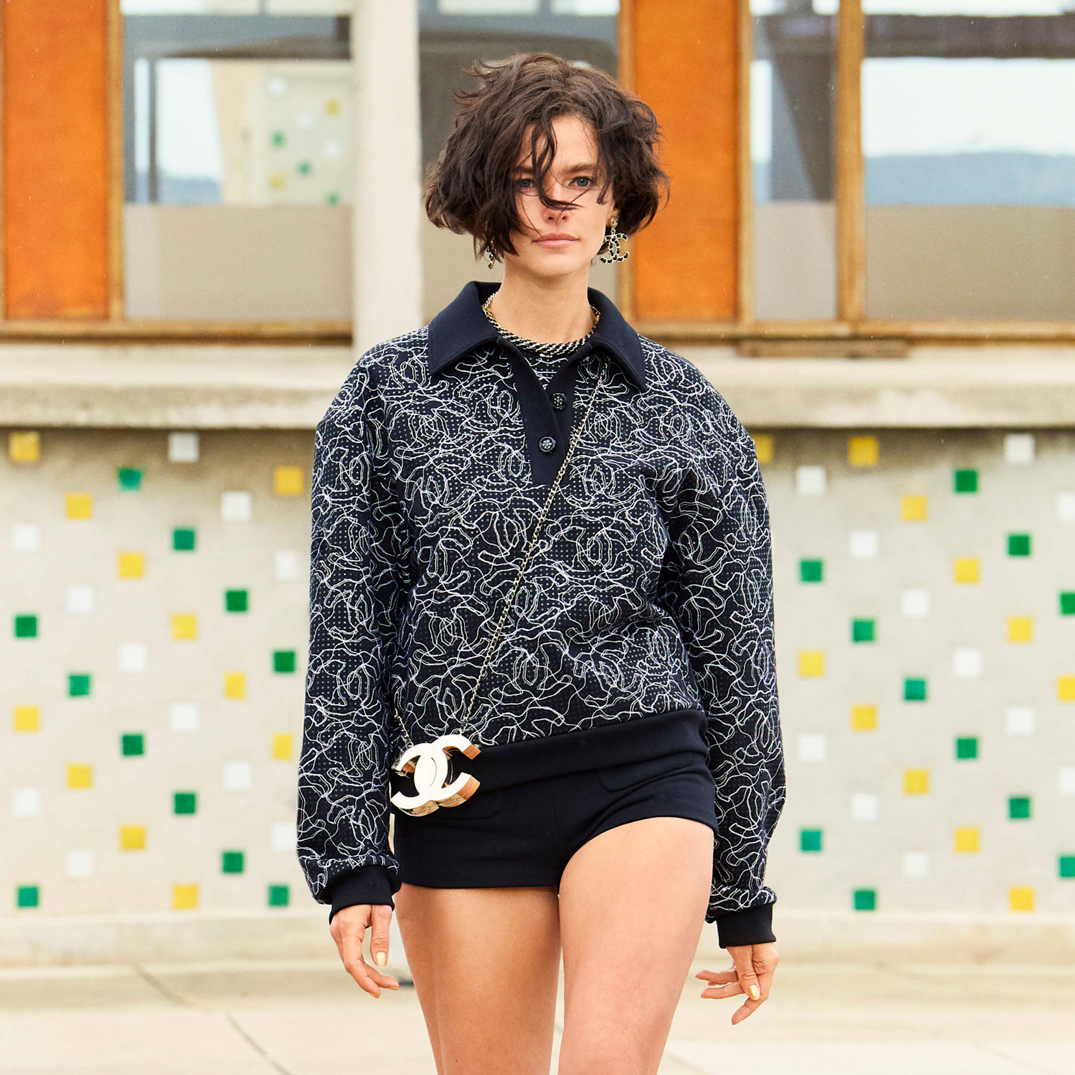 NIGO Chanel Women's Early Spring New Luxury Polo Shirt Shiny Cotton Black And White Colourblocking Double C Lapel Button Sweatshirt Temperament Chic And Elegant Tops Chanel #nigo71737