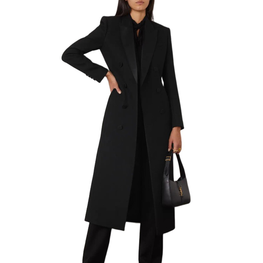 NIGO SAINT LAURENT Women's Spring And Autumn Solid Color Lapel Long Double-Breasted Straight Blazer Coat Ngvp #nigo9586