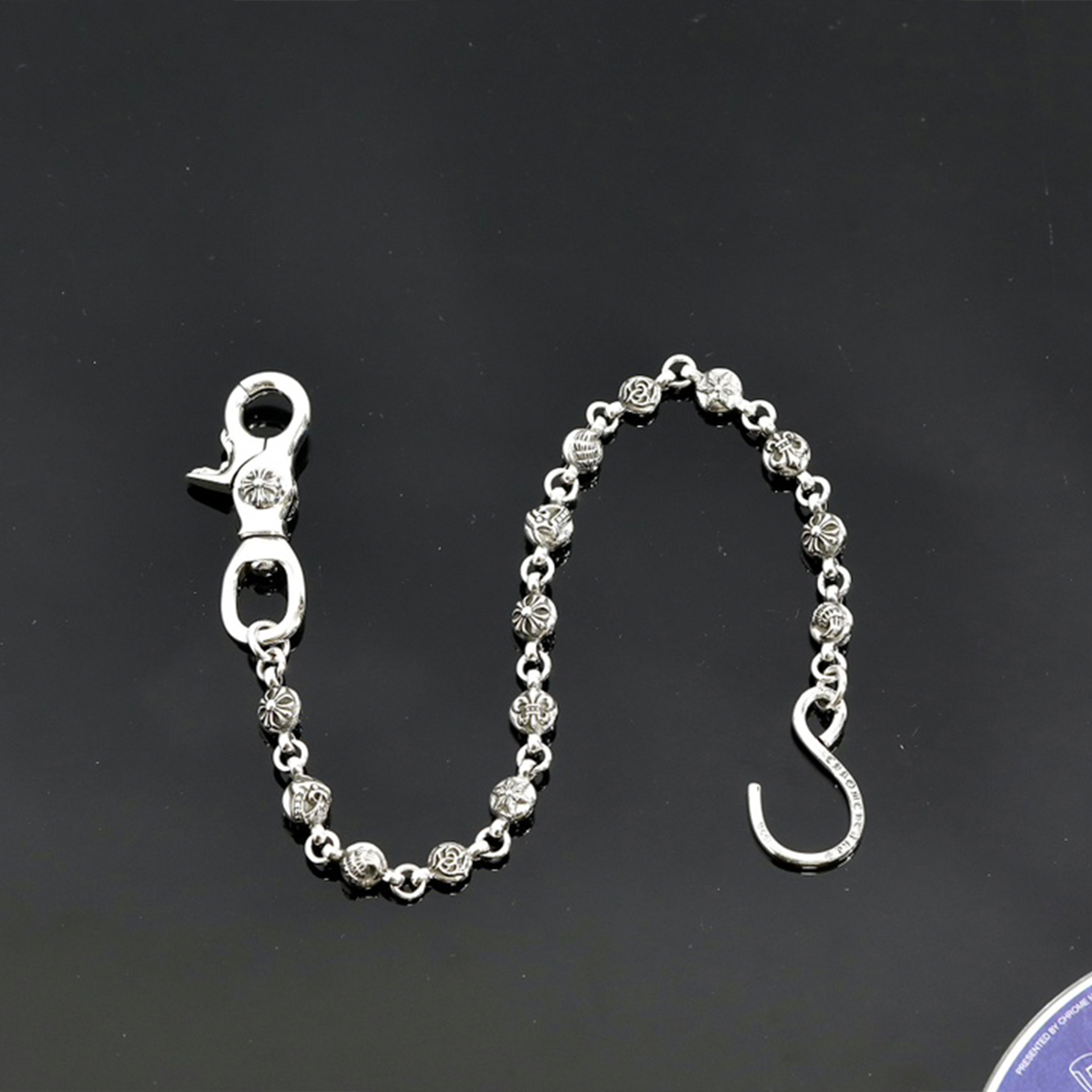 NIGO Chrome Hearts Men's Vintage Sterling Silver 925 Pants Chain Cross High Street Trend Hip Hop Punk Style Accessories Length About 37cm Weight About 87g #nigo71738