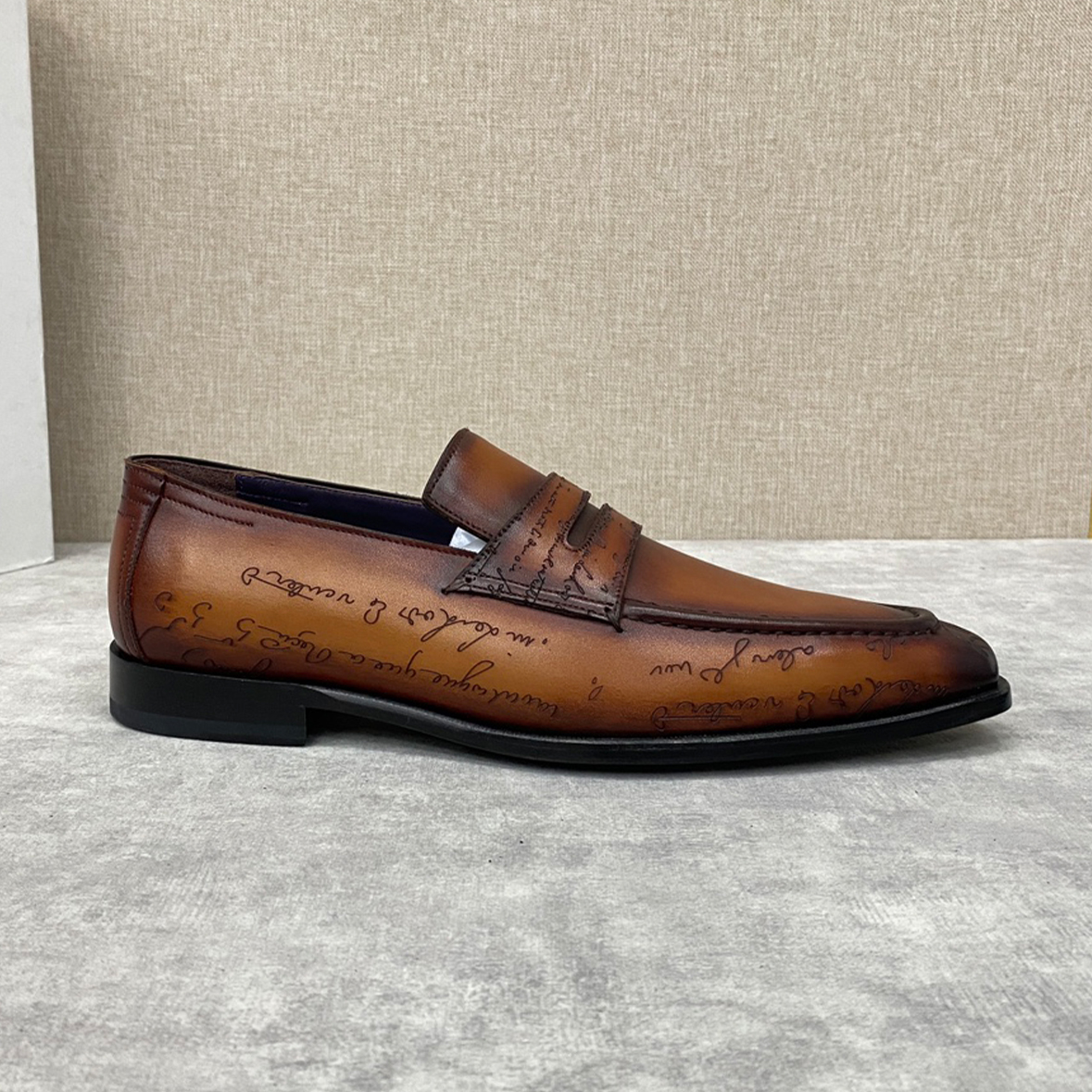 NIGO Berluti Men's Spring Summer Autumn Logo Print Fashion Andy Loafers Solid Color Leather Shoes #nigo71746